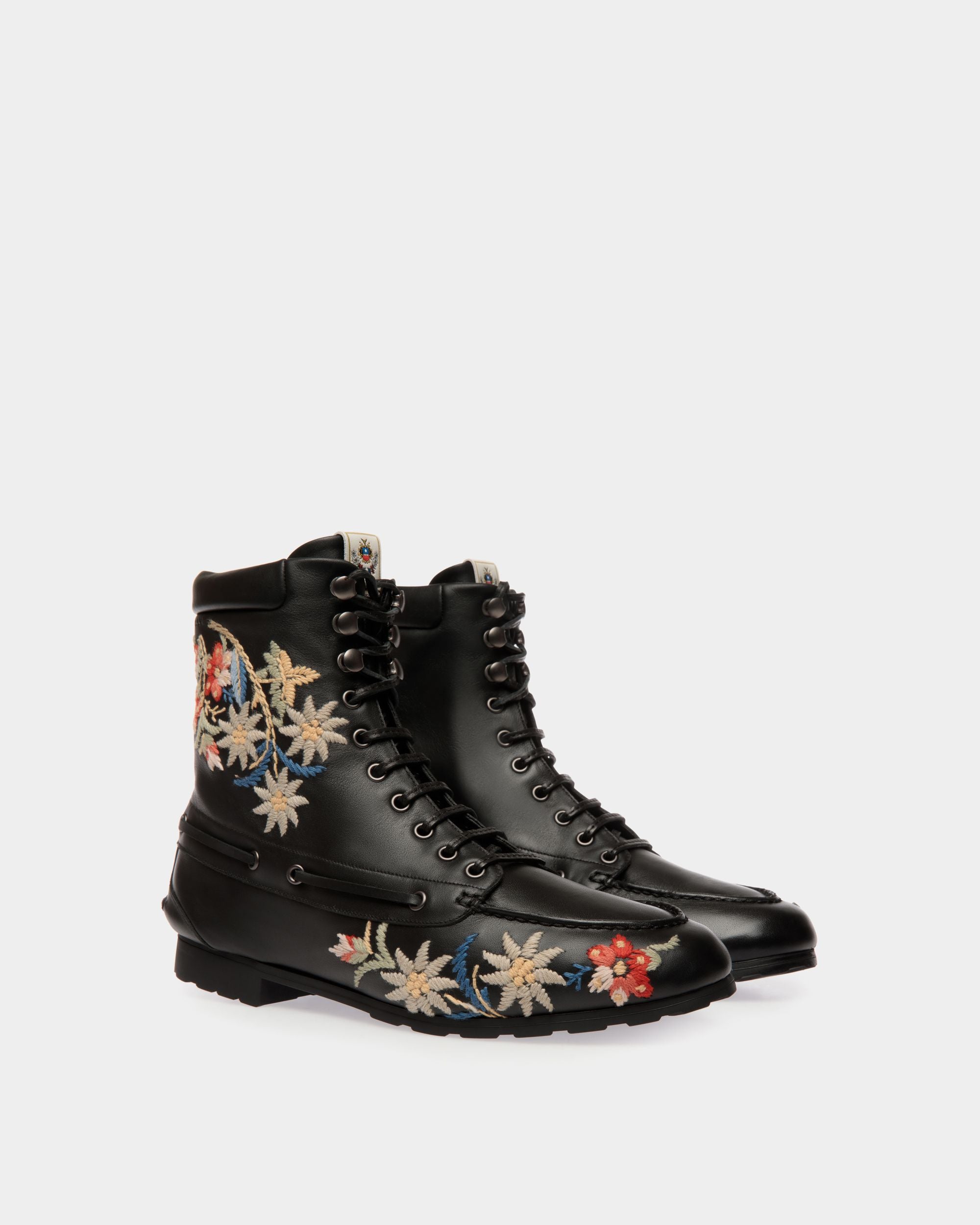 Winter Capsule Bootie in Black Leather With Alpine Flowers - Women's - Bally - 03