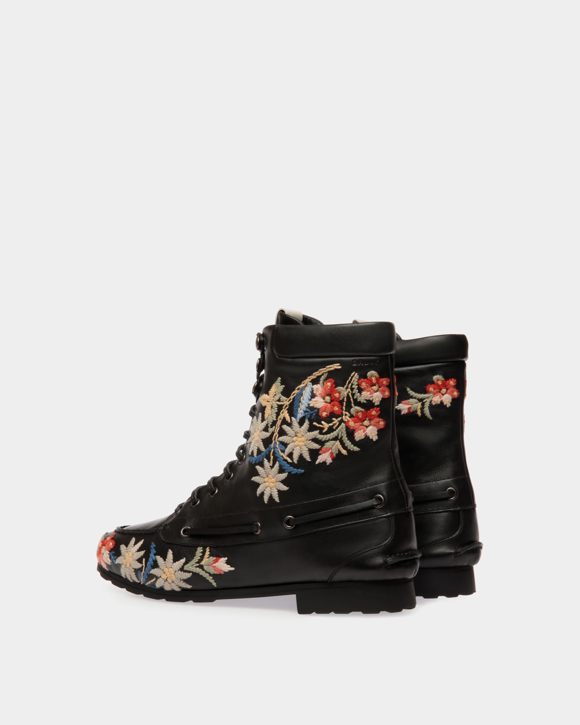 Winter Capsule Bootie in Black Leather With Alpine Flowers - Women's - Bally - 04