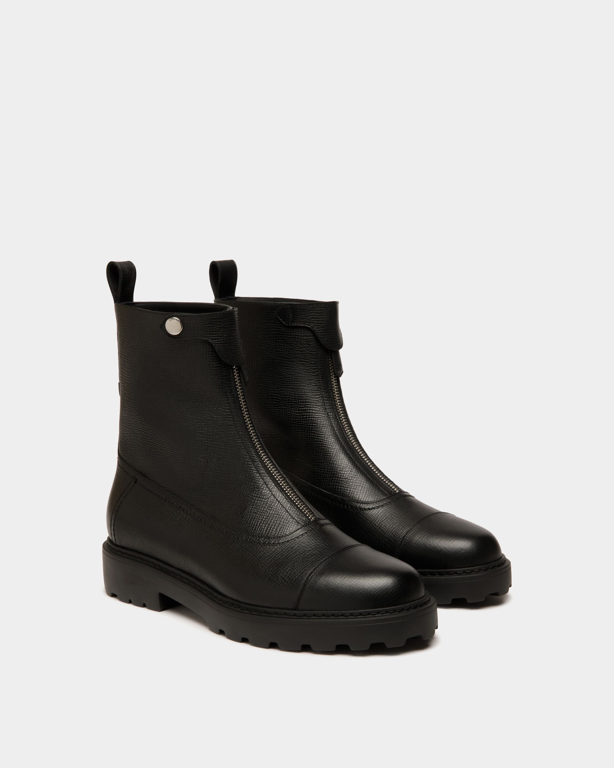 Gusto Bootie in Black Grained Leather - Women's - Bally - 02