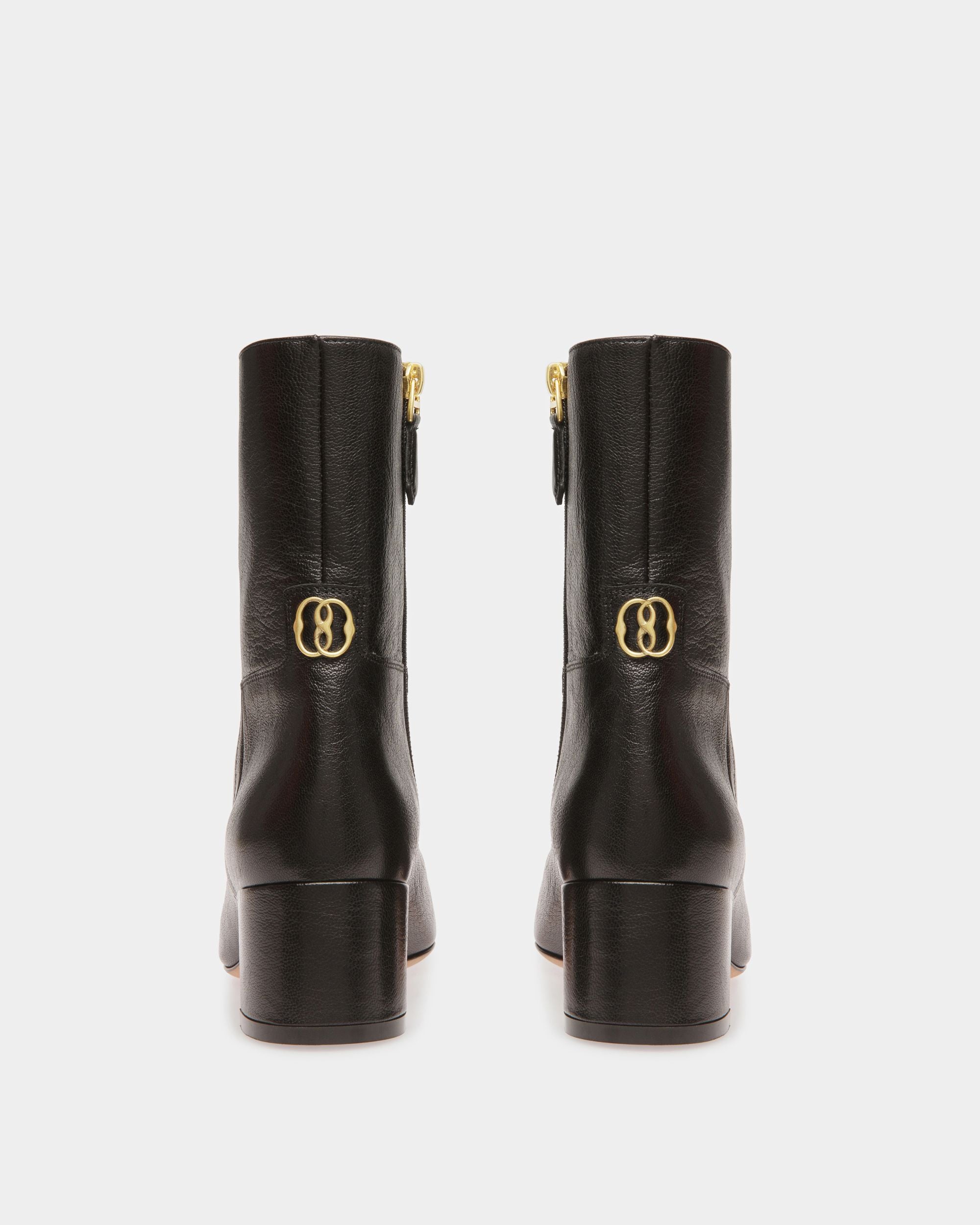 Daily Emblem Booties In Black Leather - Women's - Bally - 03