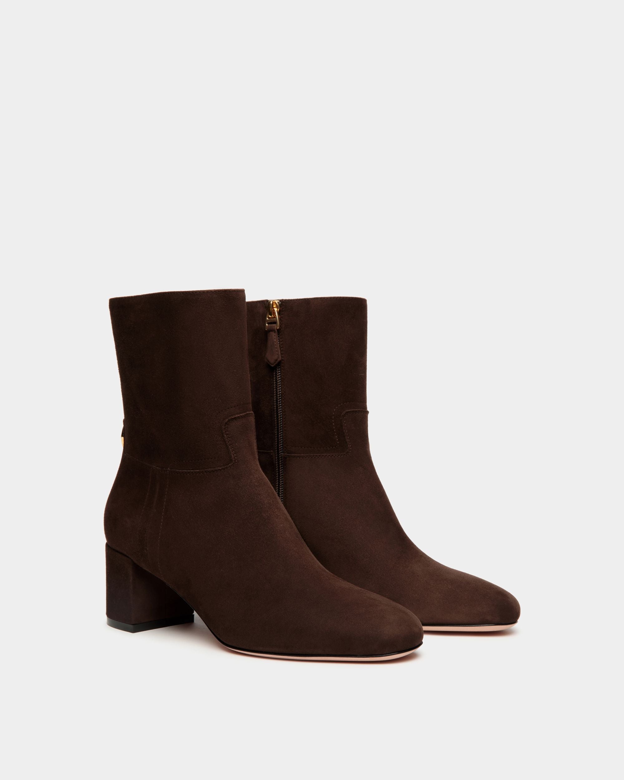 Daily Emblem Bootie in Ebano Suede - Women's - Bally - 02