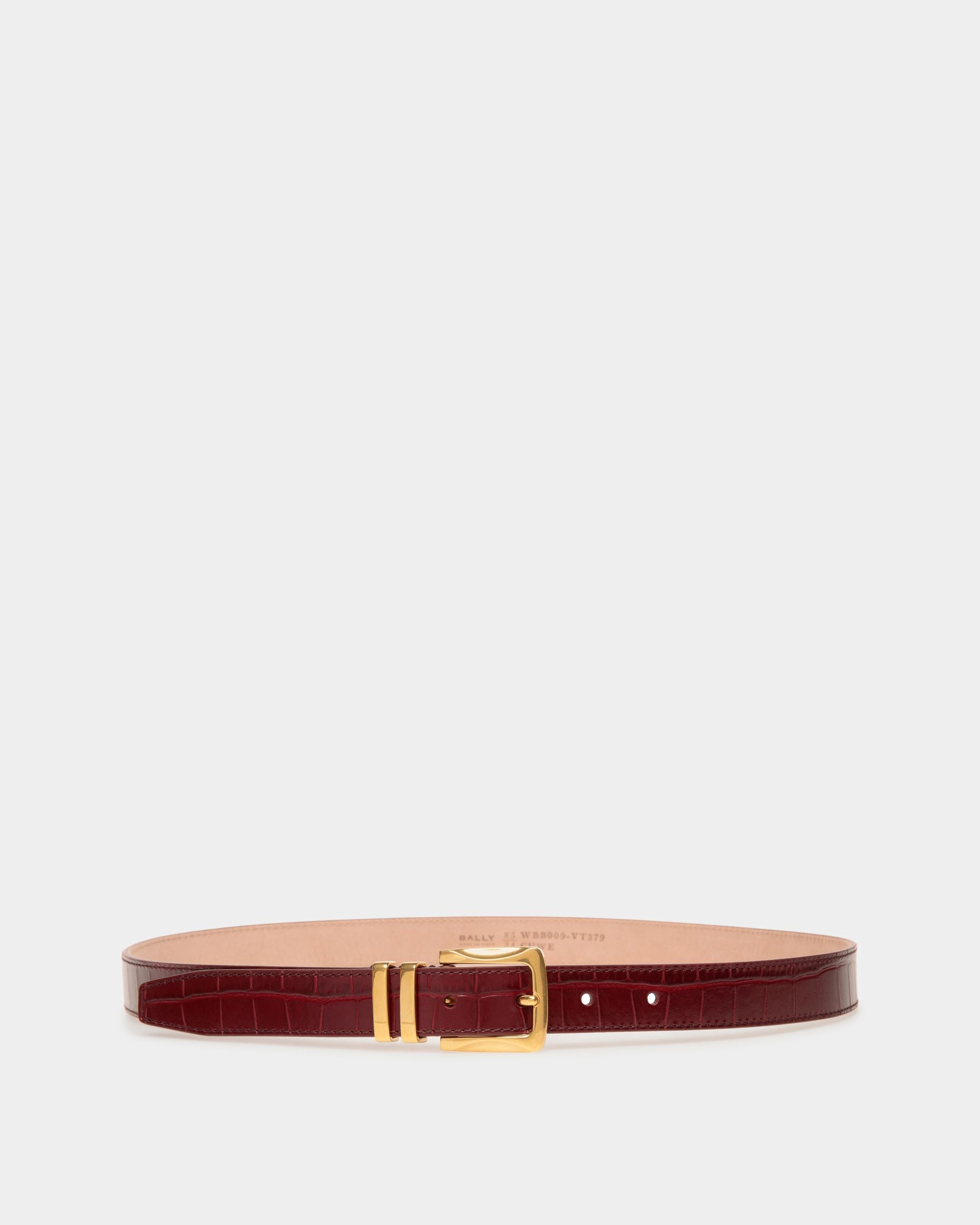 Baroque Fixed Belt In Burgundy Leather - Women's - Bally - 01