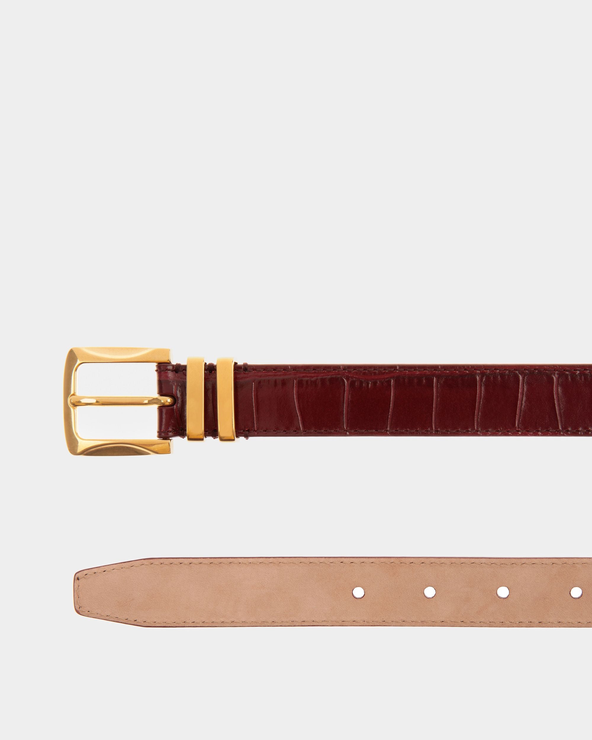 Baroque Fixed Belt In Burgundy Leather - Women's - Bally - 02