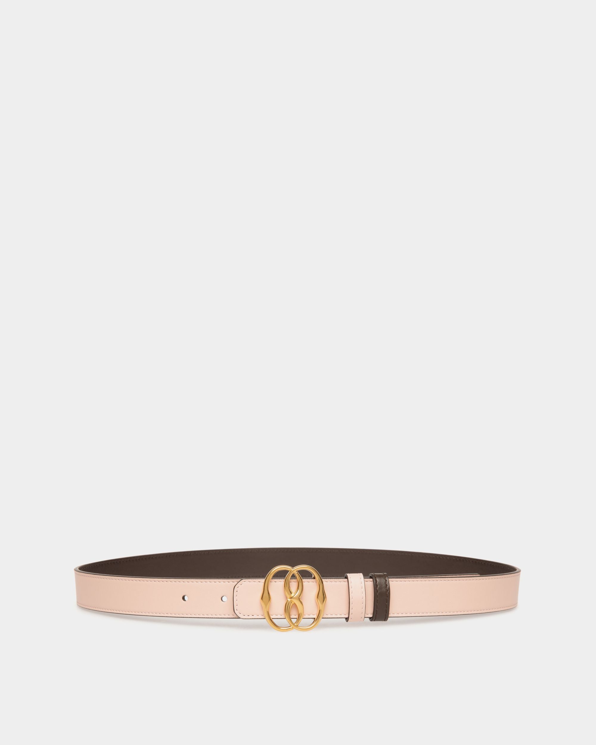 Emblem 25mm Reversible Belt in Dusty Petal and Brown Leather - Women's - Bally - 01