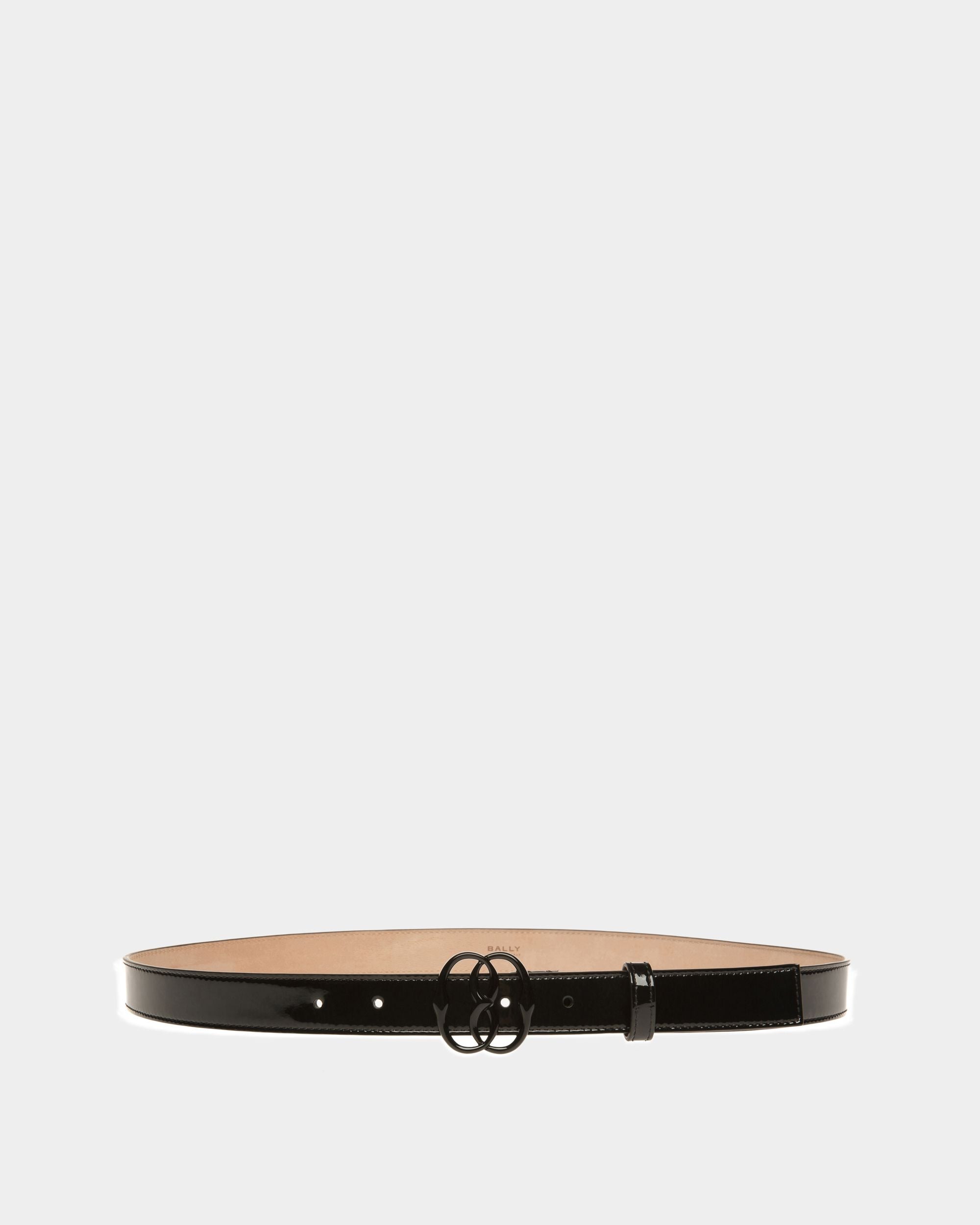 Emblem Fixed Belt In Black Leather - Women's - Bally - 01