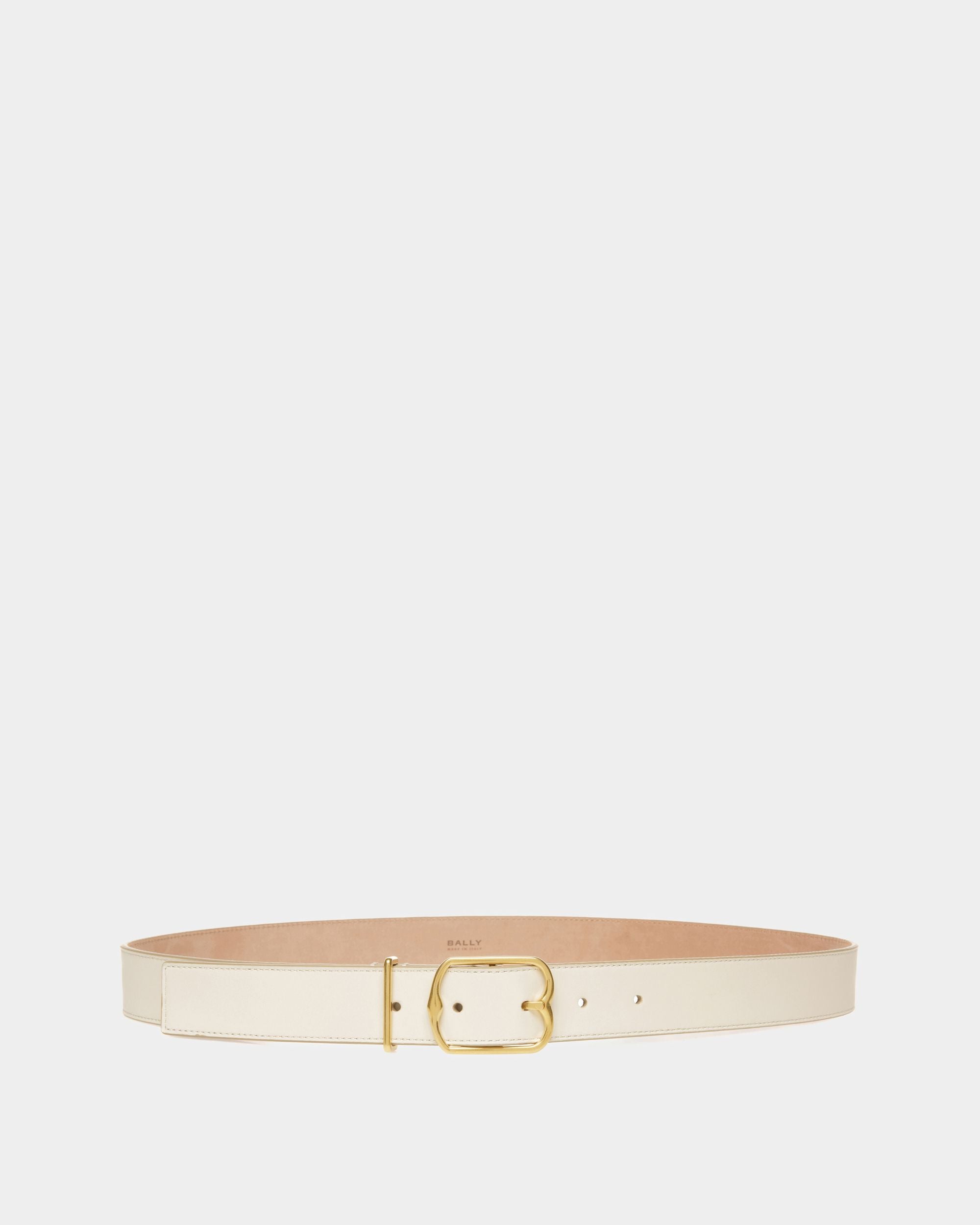 Emblem Belt In Bone Leather - Women's - Bally - 01