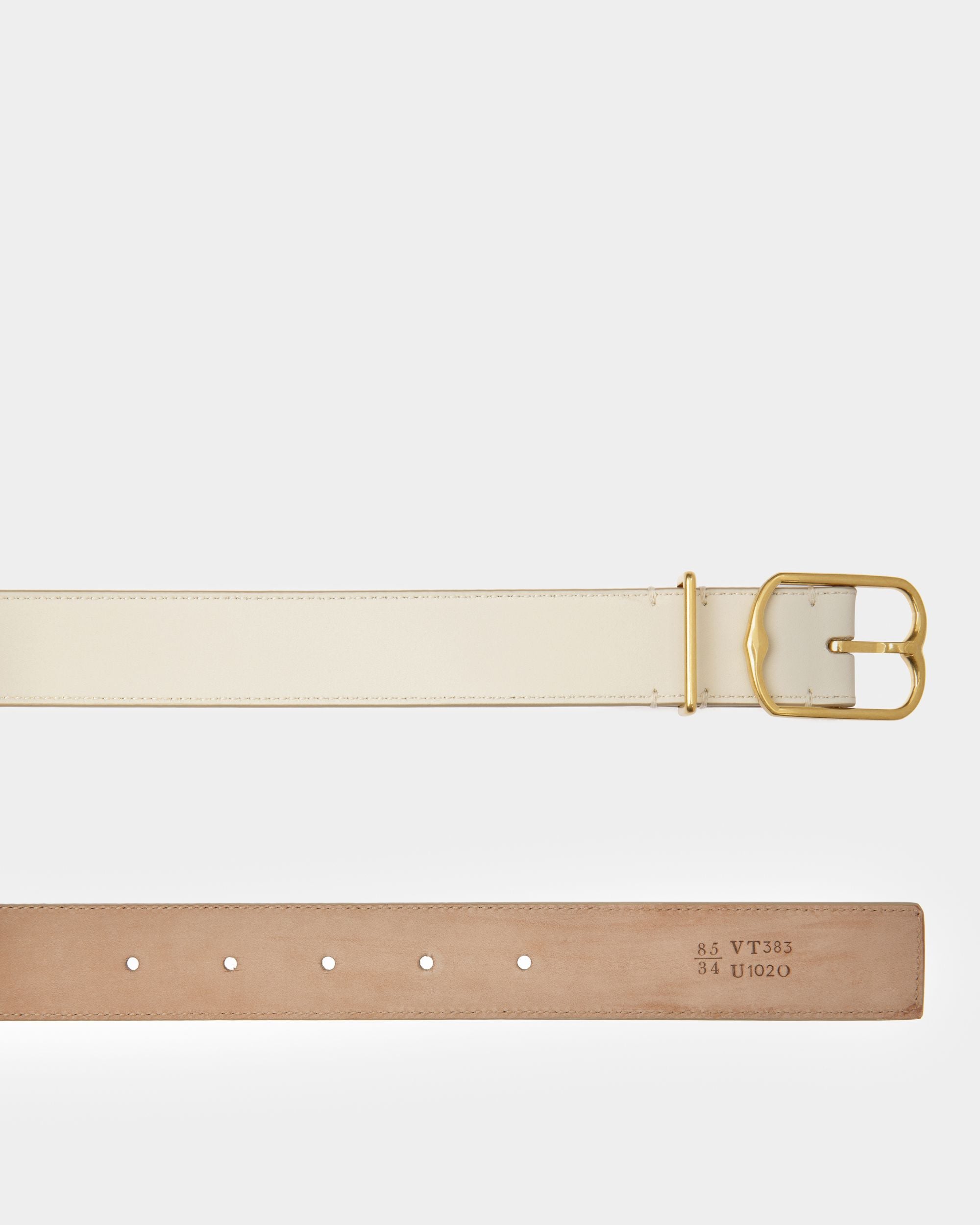 Emblem Belt In Bone Leather - Women's - Bally - 02