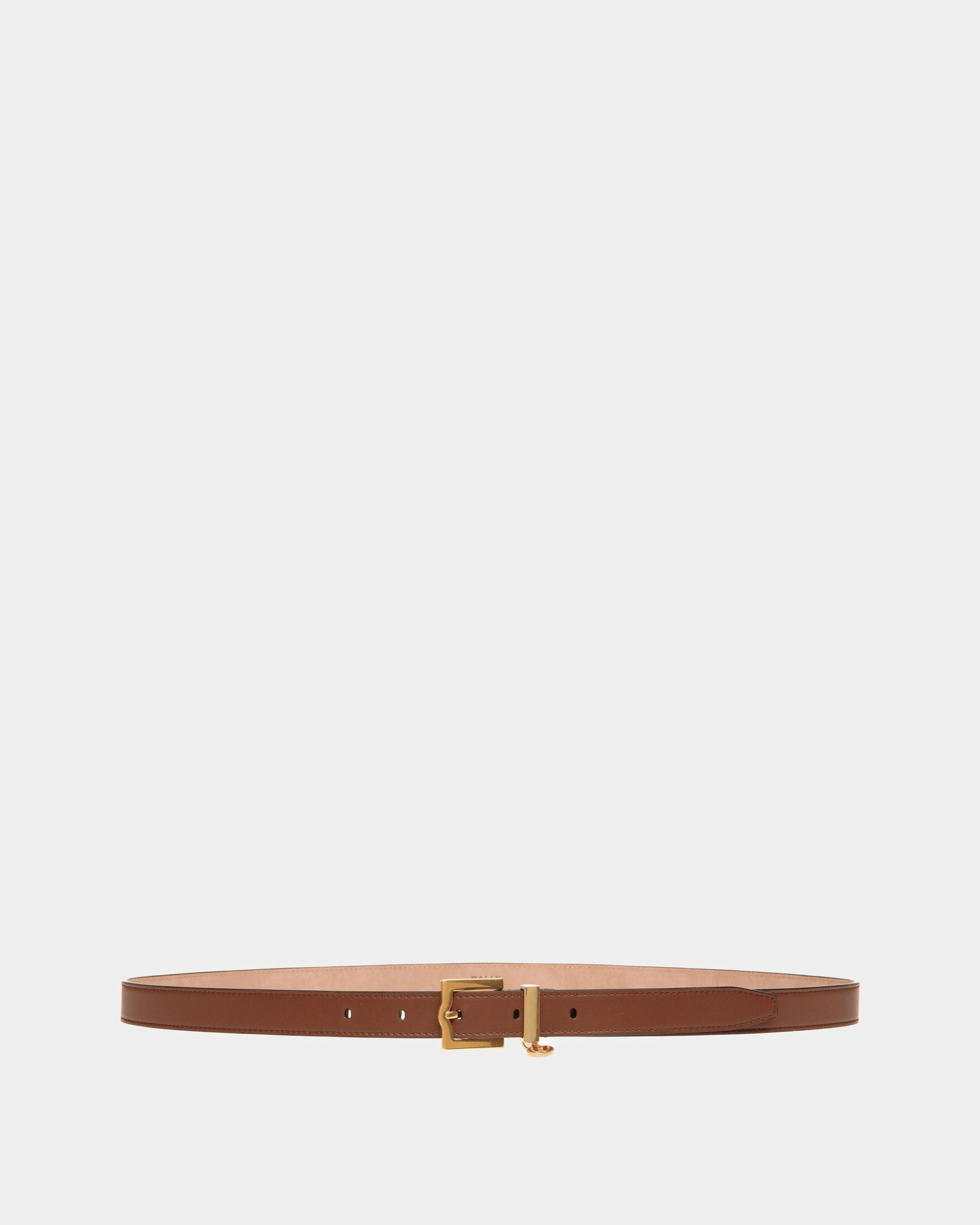 Emblem 20mm Belt in Brown Leather - Women's - Bally - 01