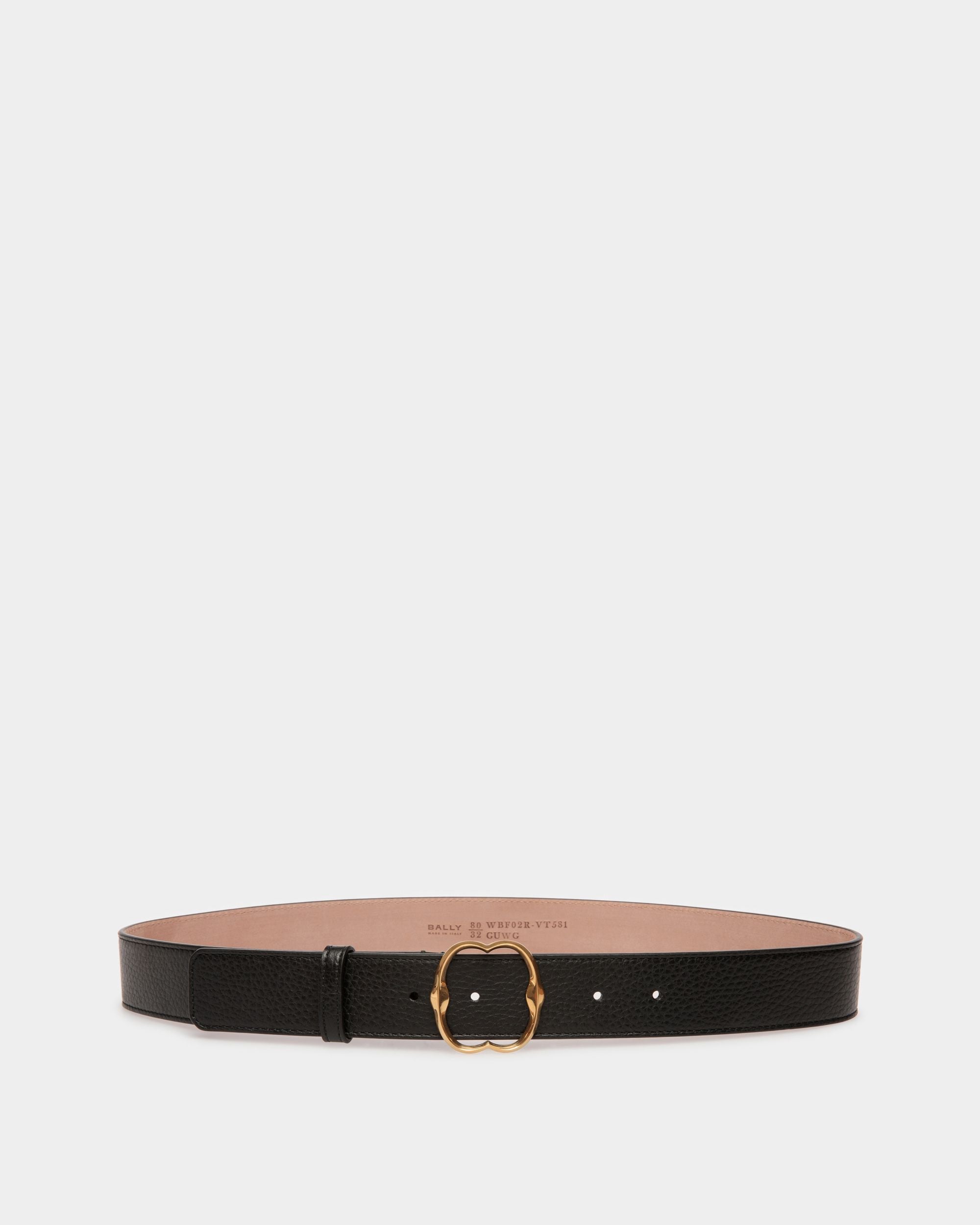 Emblem Frame 35mm Belt In Black Leather - Women's - Bally - 01