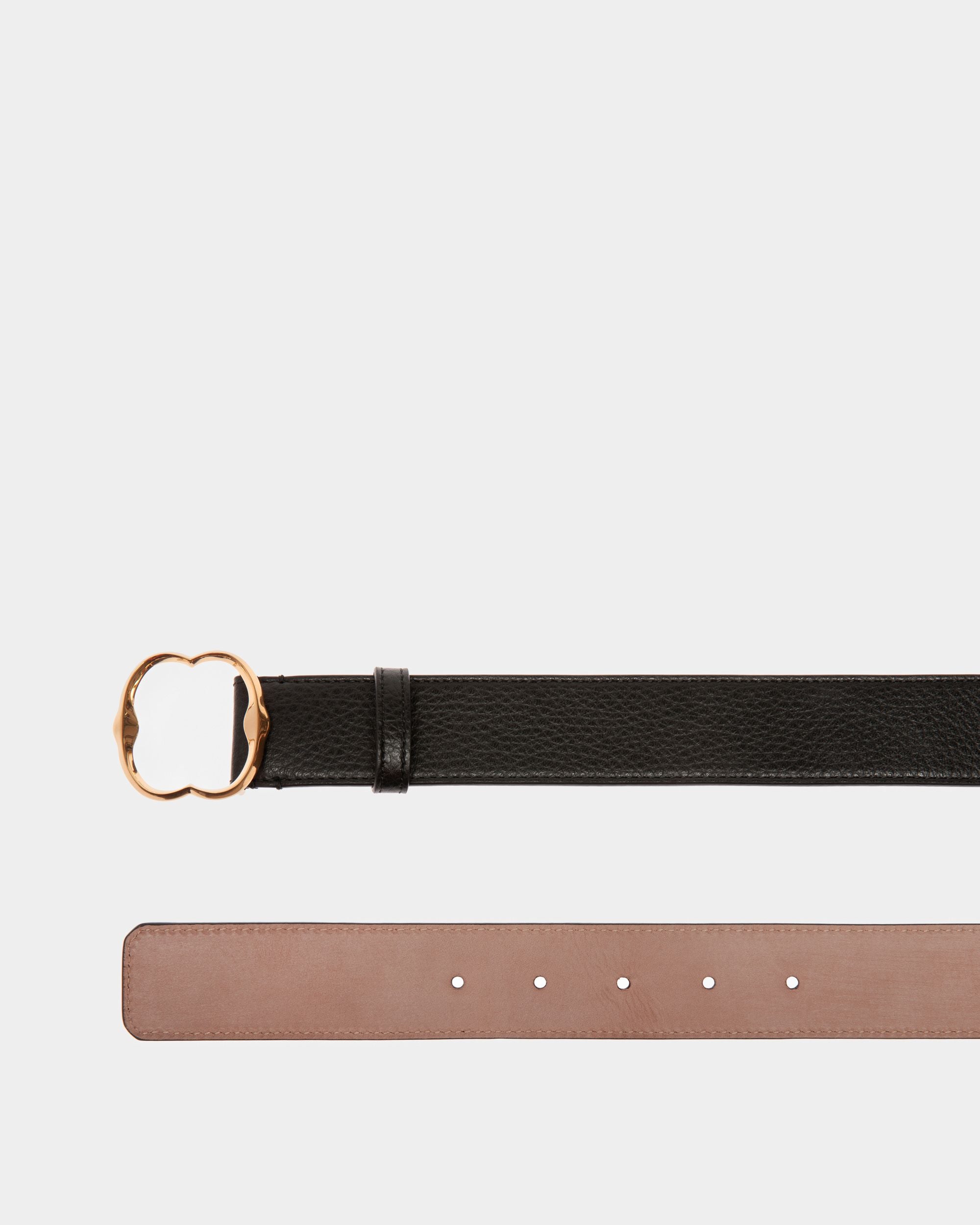Emblem Frame 35mm Belt In Black Leather - Women's - Bally - 02
