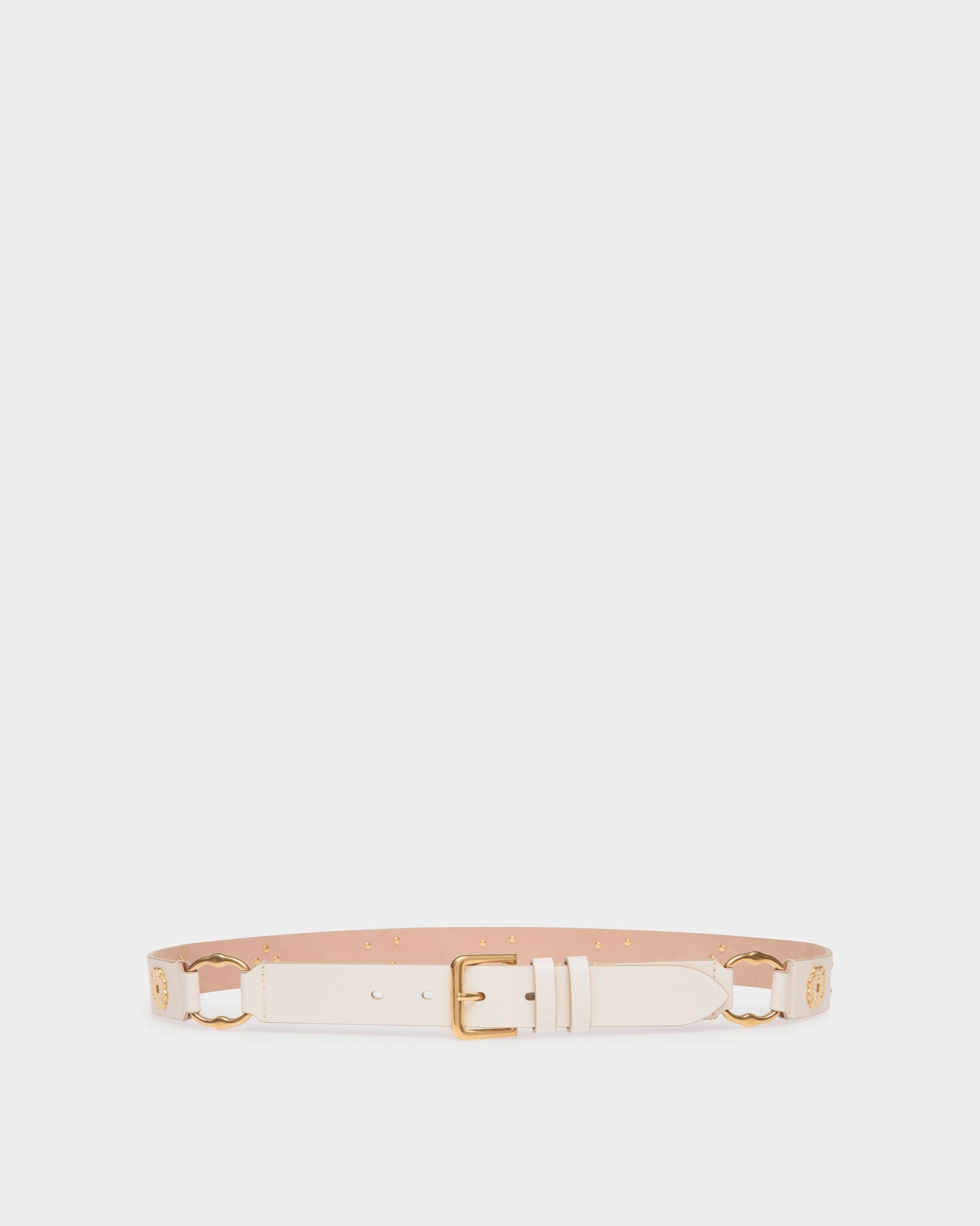 Arkle 95 cm Belt in White Leather - Women's - Bally - 01