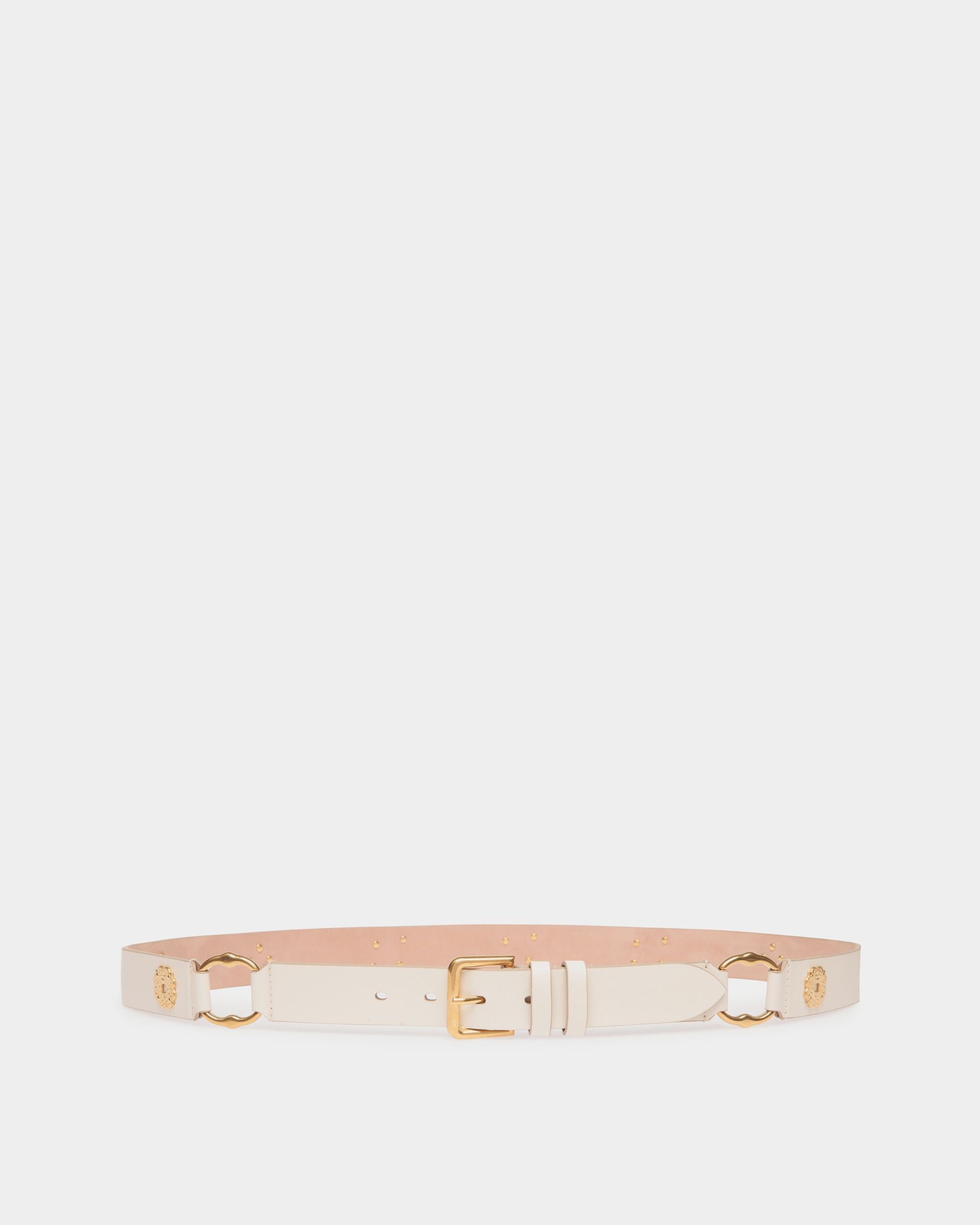 Arkle 105 cm Belt in White Leather - Women's - Bally - 01