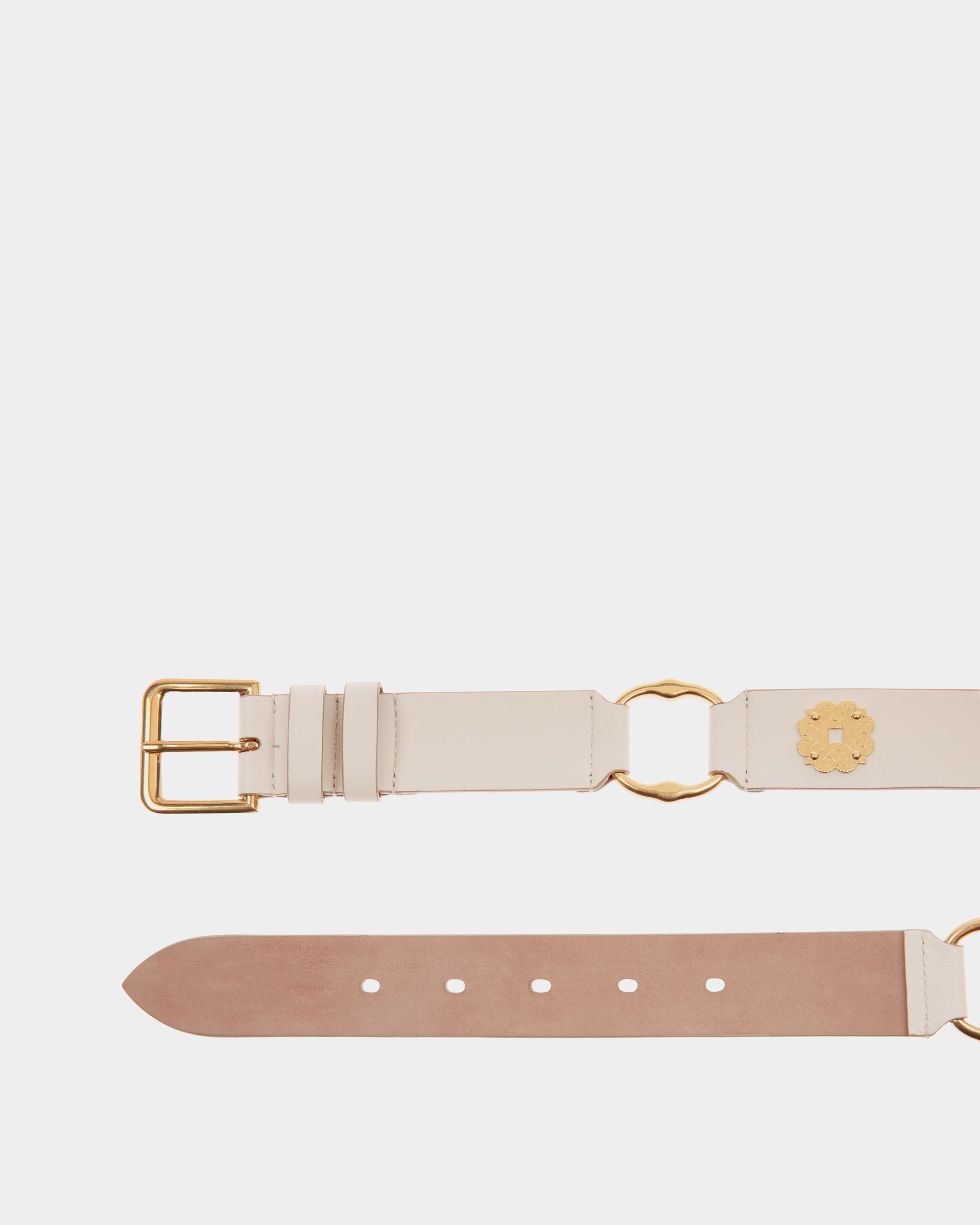 Arkle 105 cm Belt in White Leather - Women's - Bally - 02