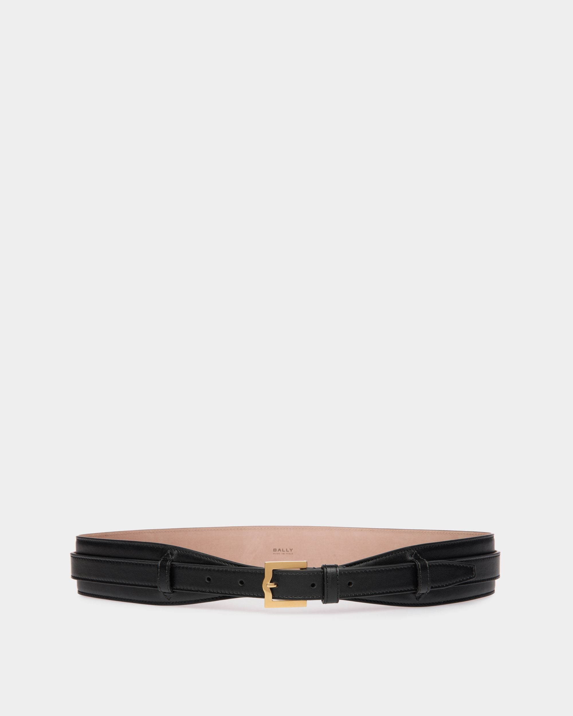 Emblem 45mm Belt In Black Leather - Women's - Bally - 01