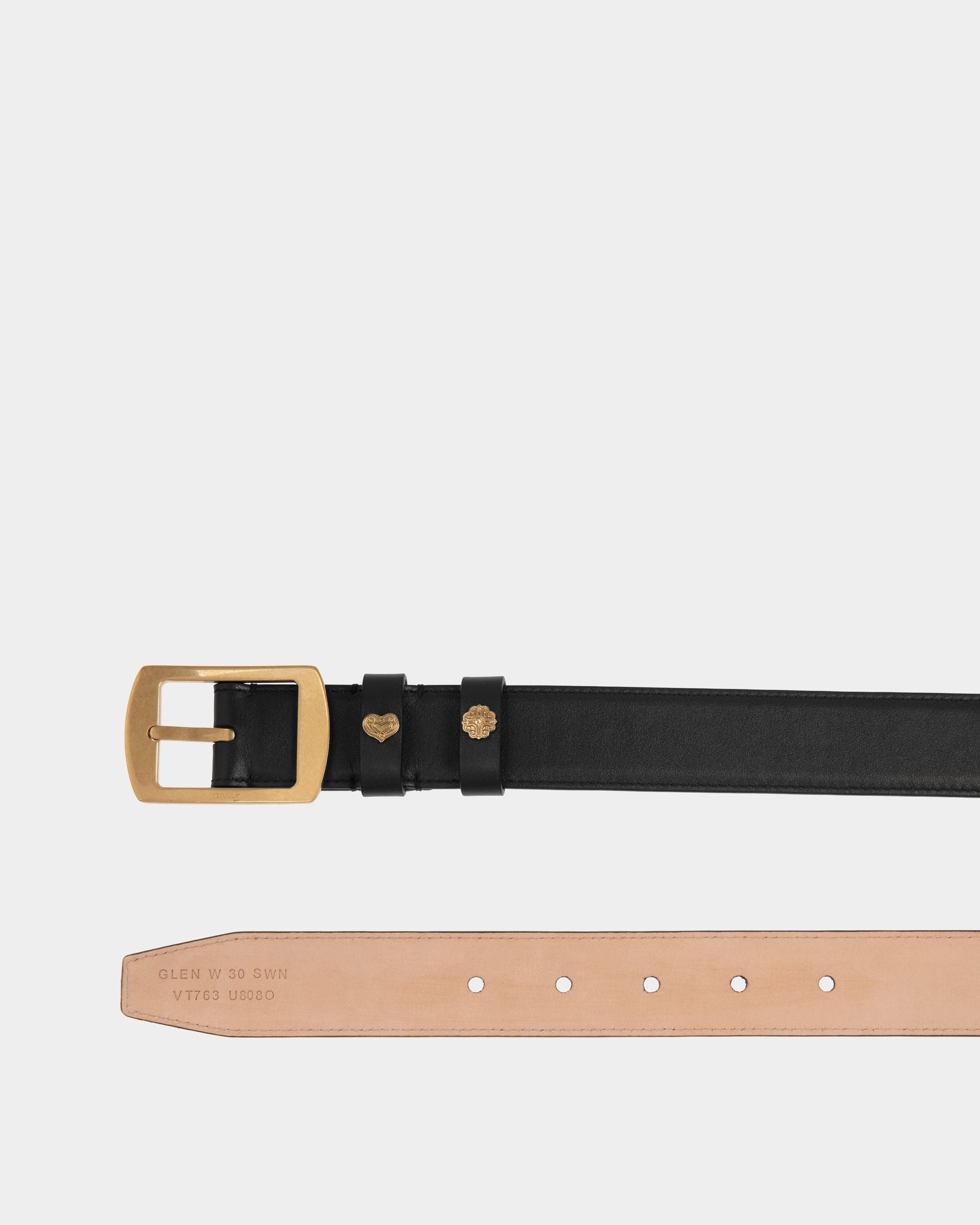 Glen 30mm Belt in Black Leather - Women's - Bally - 02