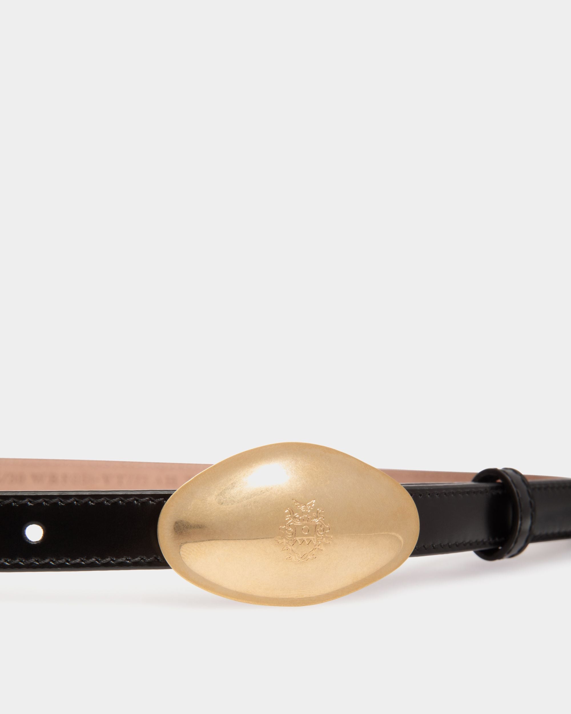 Swissness 15mm Belt In Black Brushed Leather - Women's - Bally - 03