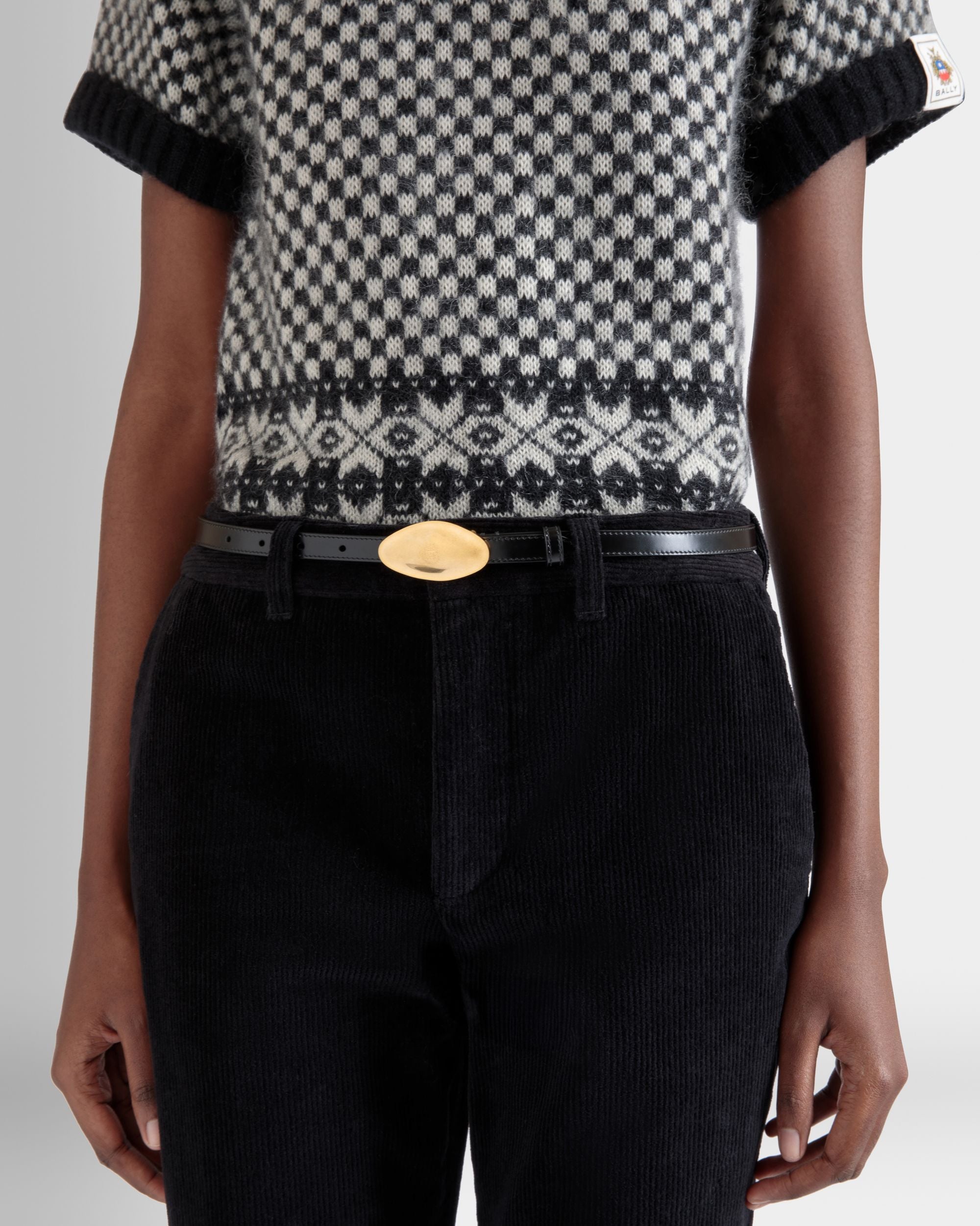 Swissness 15mm Belt In Black Brushed Leather - Women's - Bally - 04