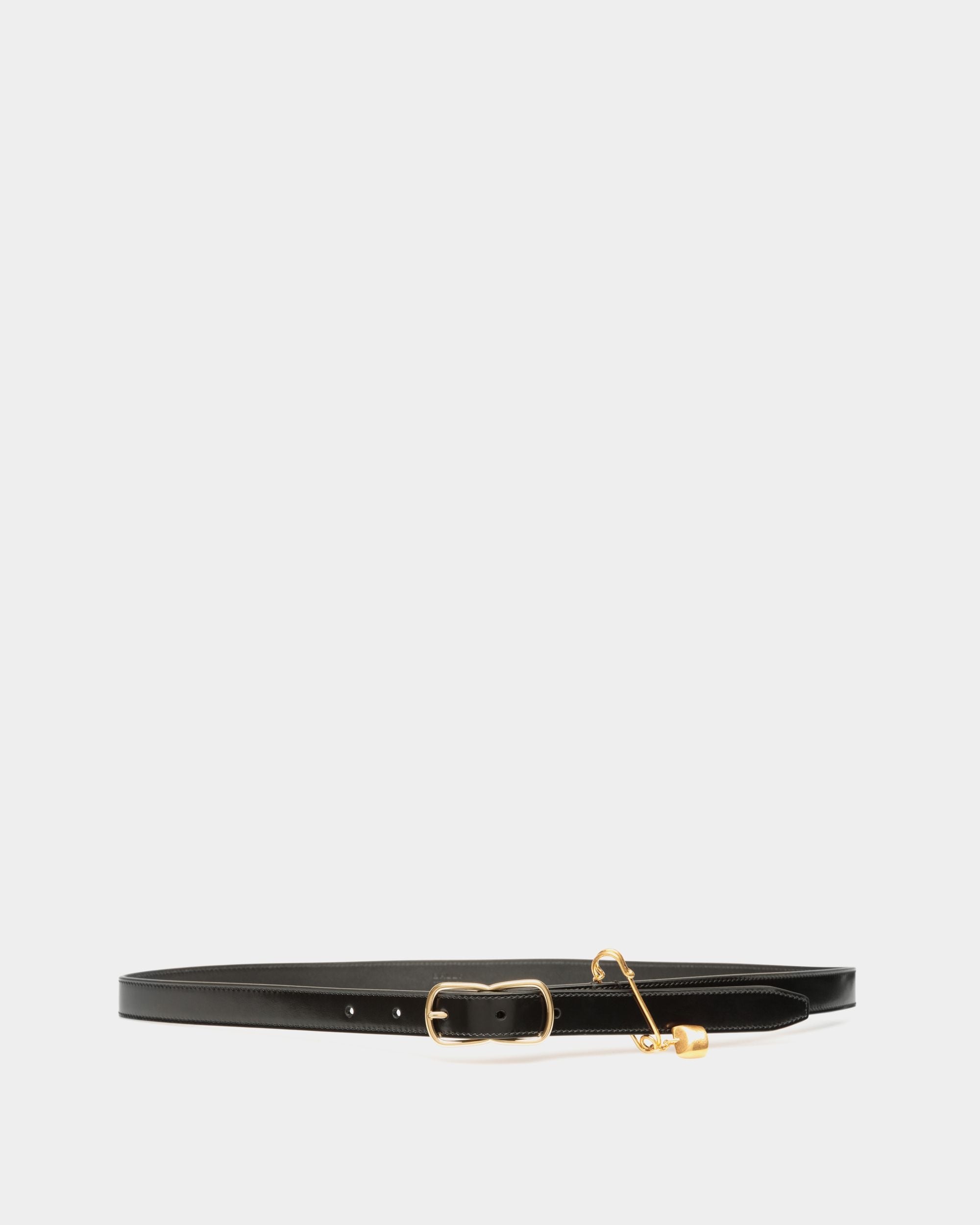 Loto 20 mm Belt In Black Brushed Leather - Women's - Bally - 01