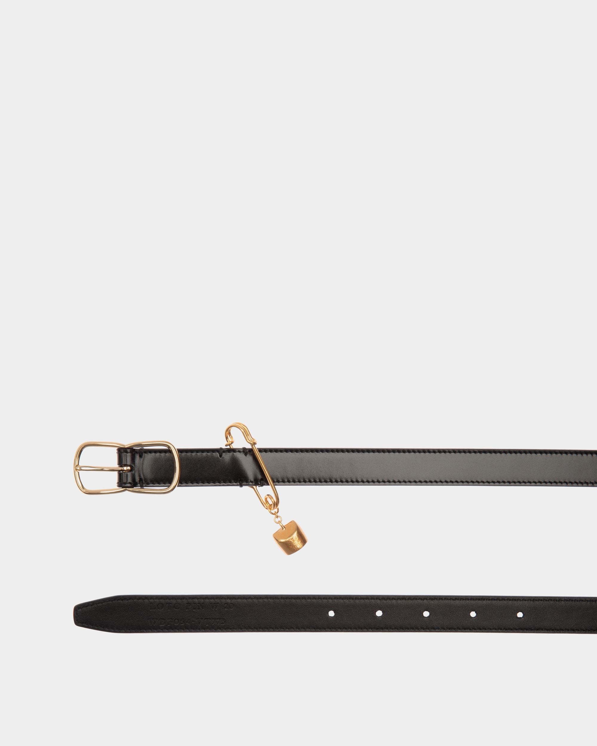 Loto 20 mm Belt In Black Brushed Leather - Women's - Bally - 02