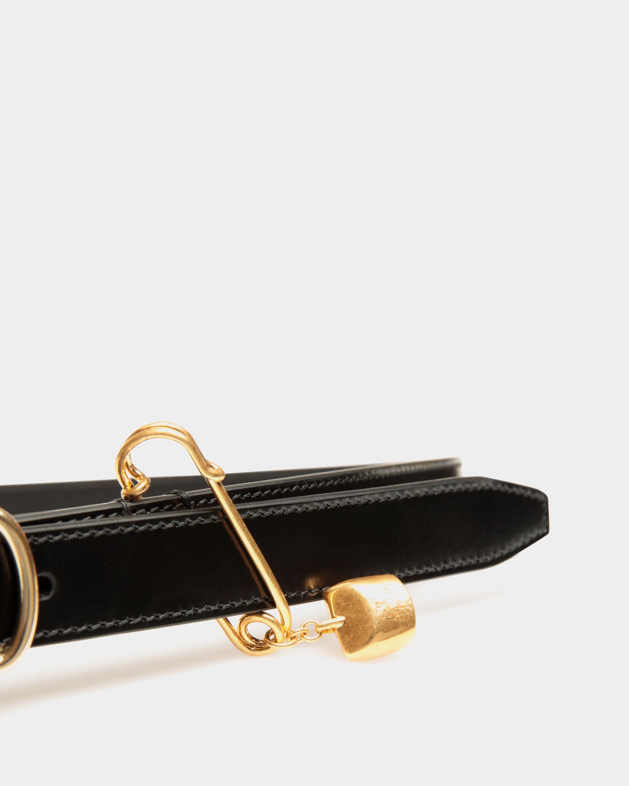 Loto 20 mm Belt In Black Brushed Leather - Women's - Bally - 03