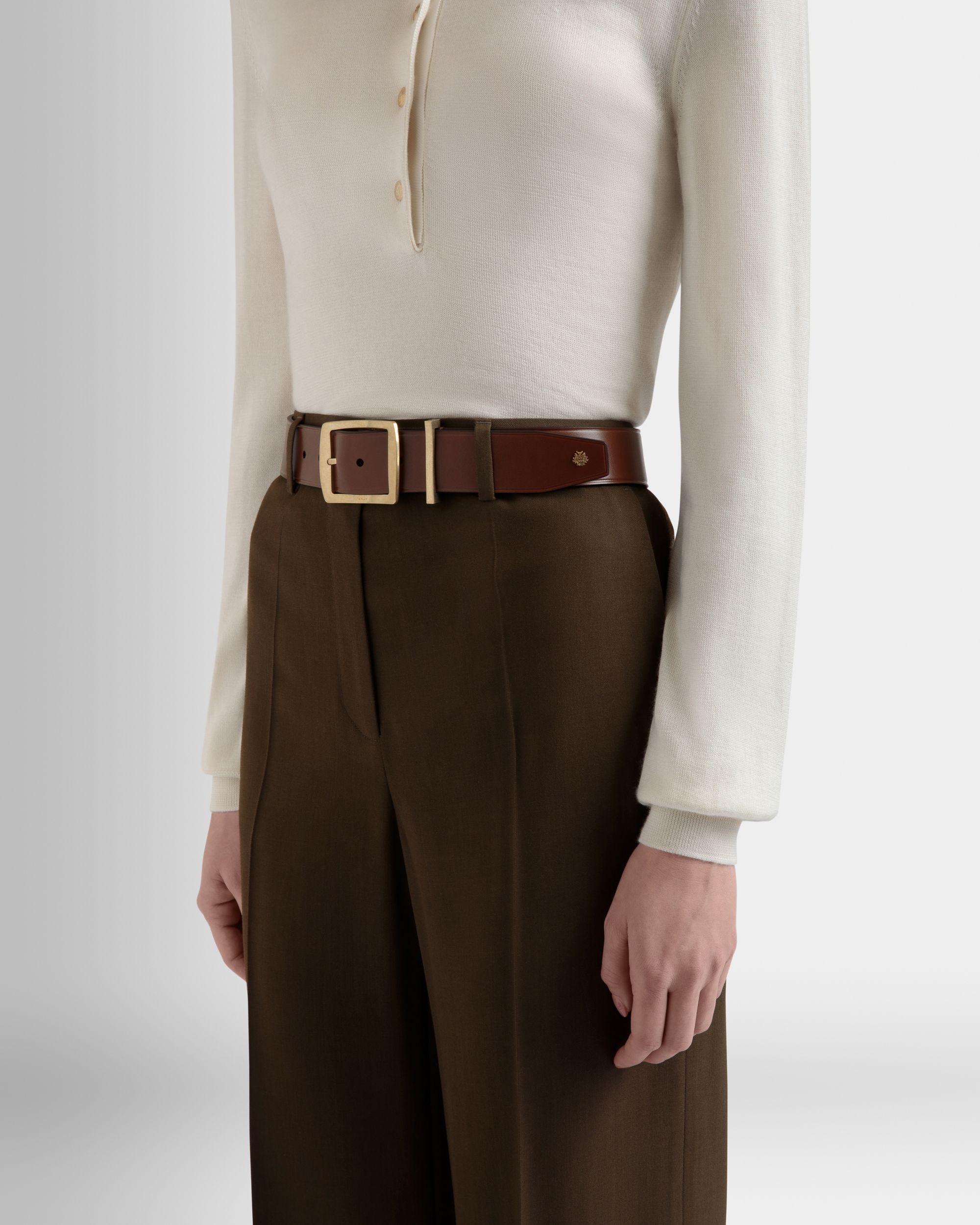 Glen 40mm Belt in Brown Leather - Women's - Bally - 04