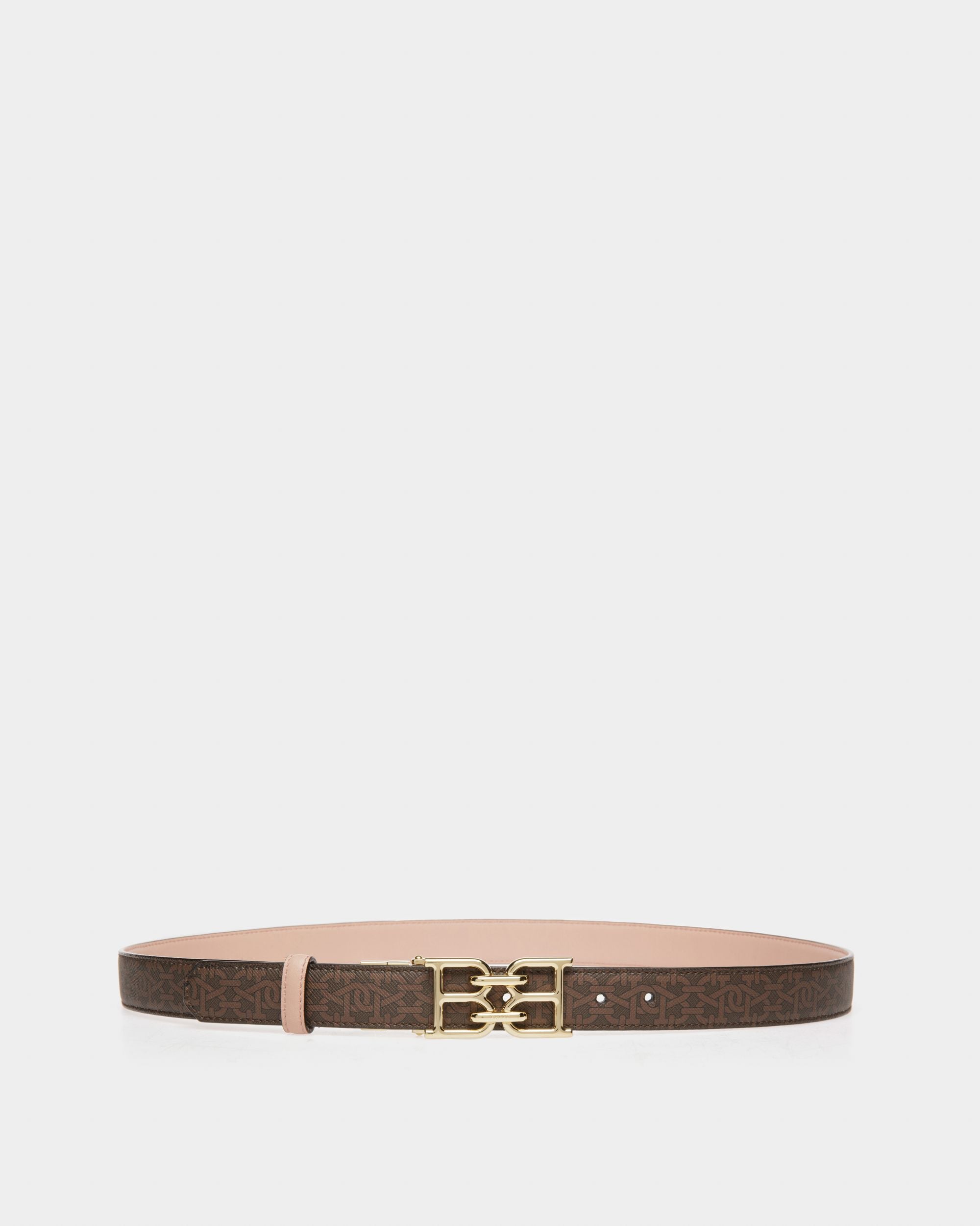 B-Chain Tpu And Leather 25Mm Belt In Brown And Blenh Pink - Women's - Bally - 01