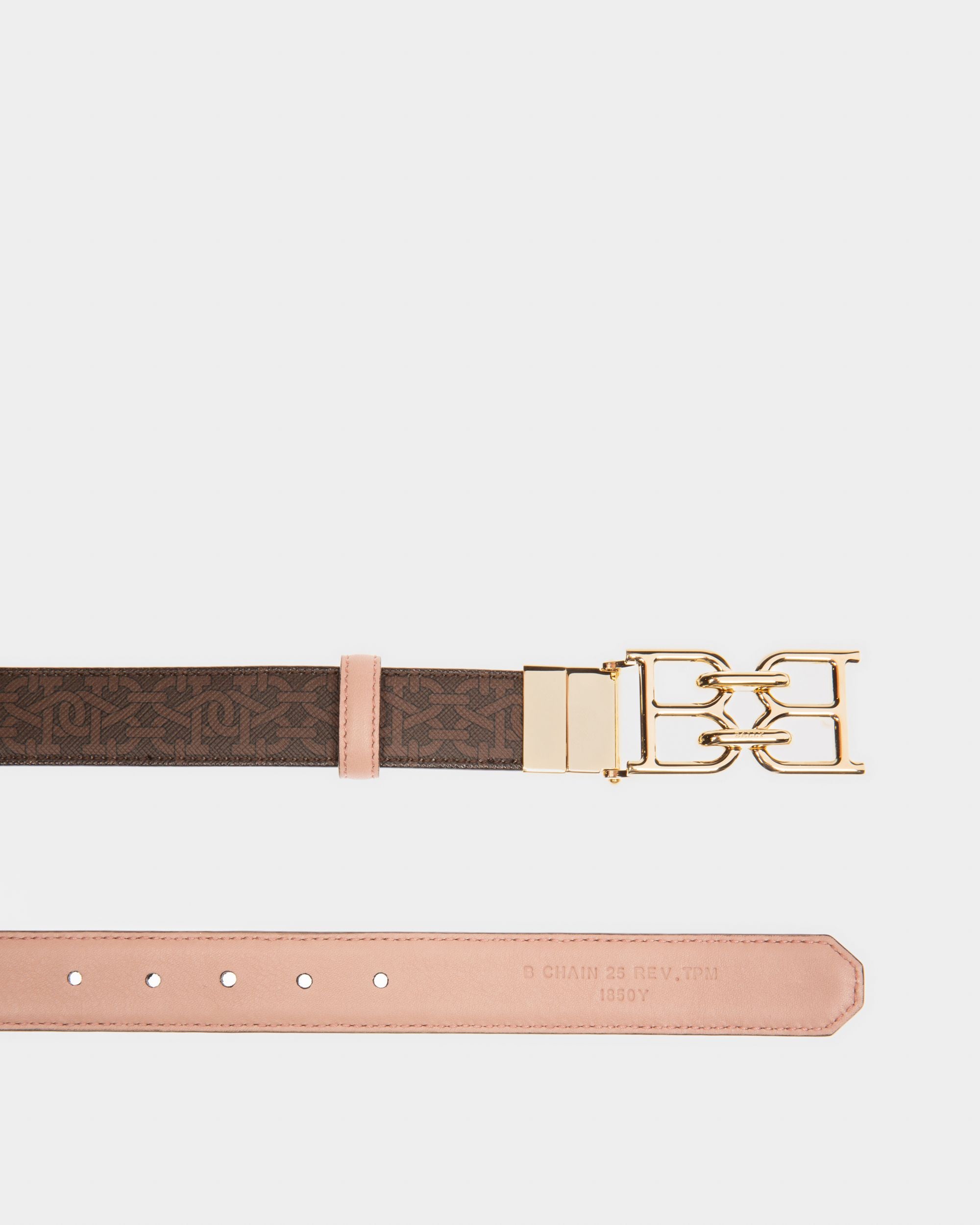 B-Chain Tpu And Leather 25Mm Belt In Brown And Blenh Pink - Women's - Bally - 02