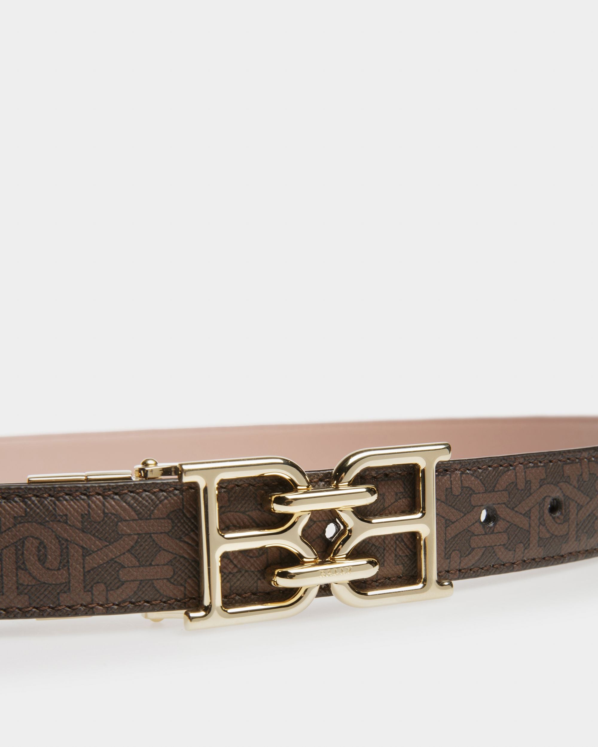 B-Chain Tpu And Leather 25Mm Belt In Brown And Blenh Pink - Women's - Bally - 03