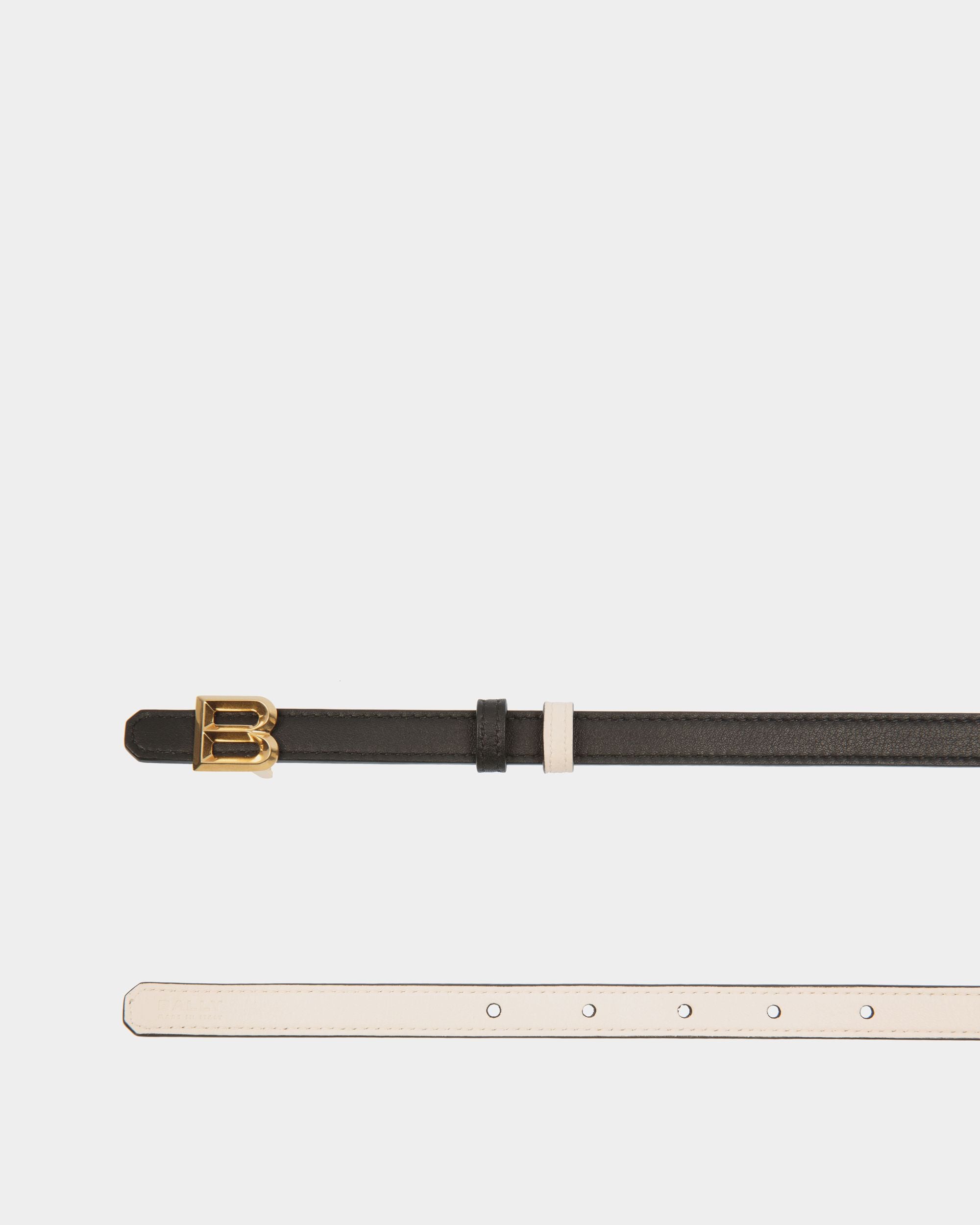 B Bold 15mm Reversible Belt In Black And White Leather - Women's - Bally - 02