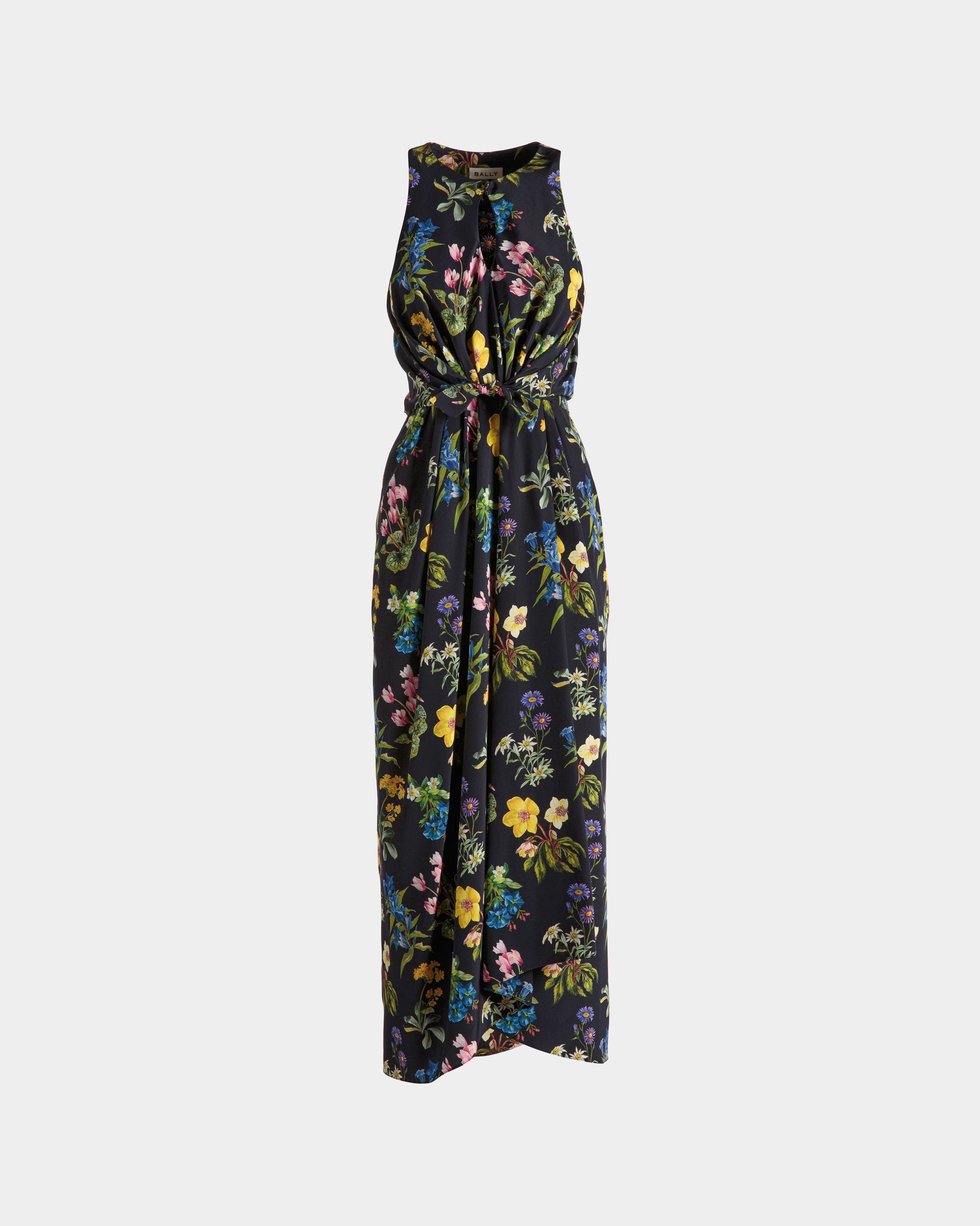 Sleeveless Midi Dress In Mountain Flower Print Silk - Women's - Bally - 01