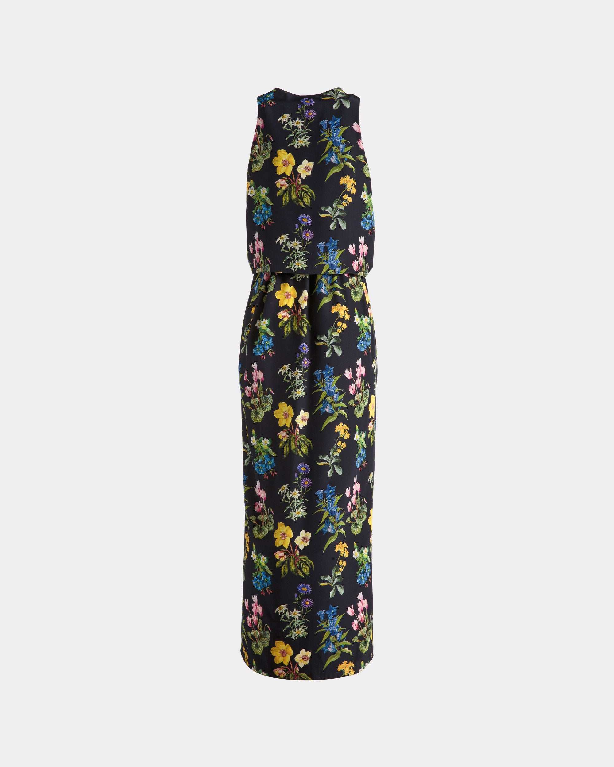 Sleeveless Midi Dress In Mountain Flower Print Silk - Women's - Bally - 08