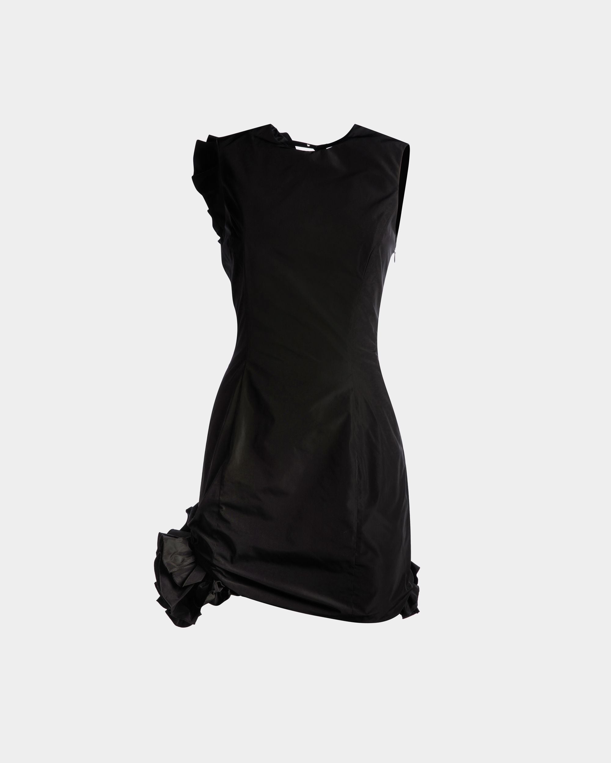Sleeveless Rouches Mini Dress in Black Technical Duchesse - Women's - Bally - 01