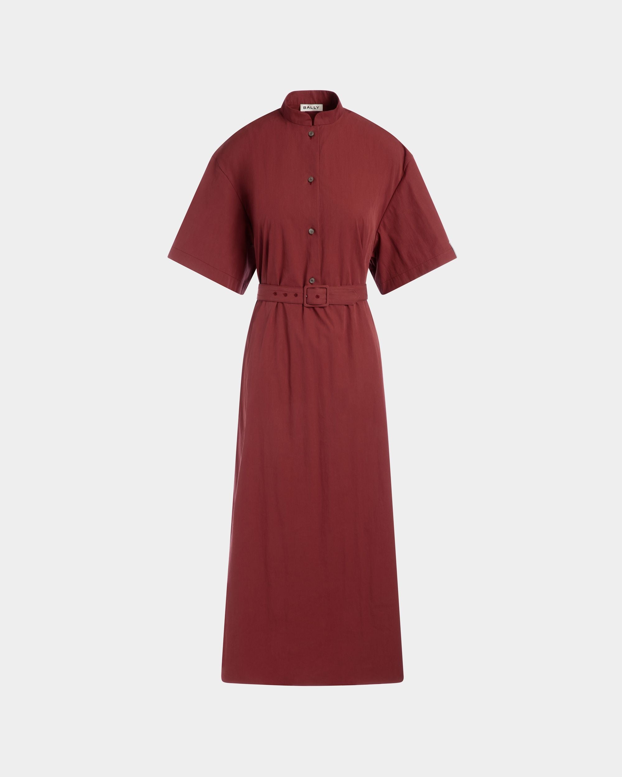 Belted Dress in Heritage Red Cotton Blend Poplin - Women's - Bally - 01