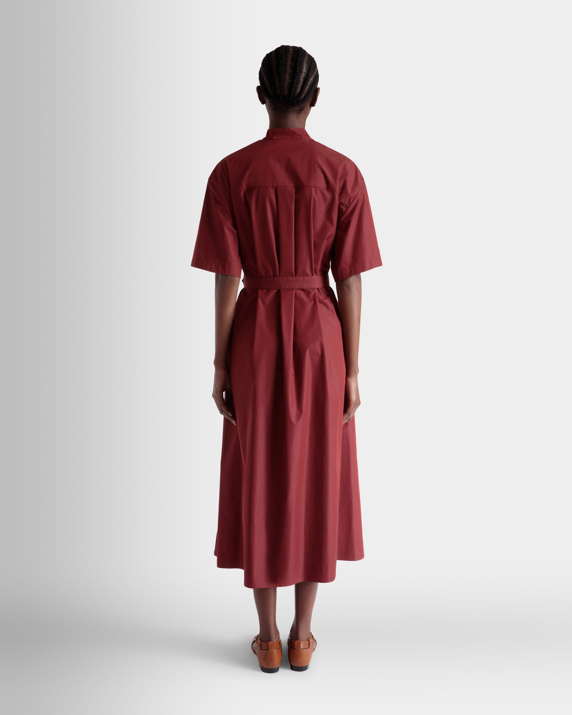 Belted Dress in Heritage Red Cotton Blend Poplin - Women's - Bally - 06