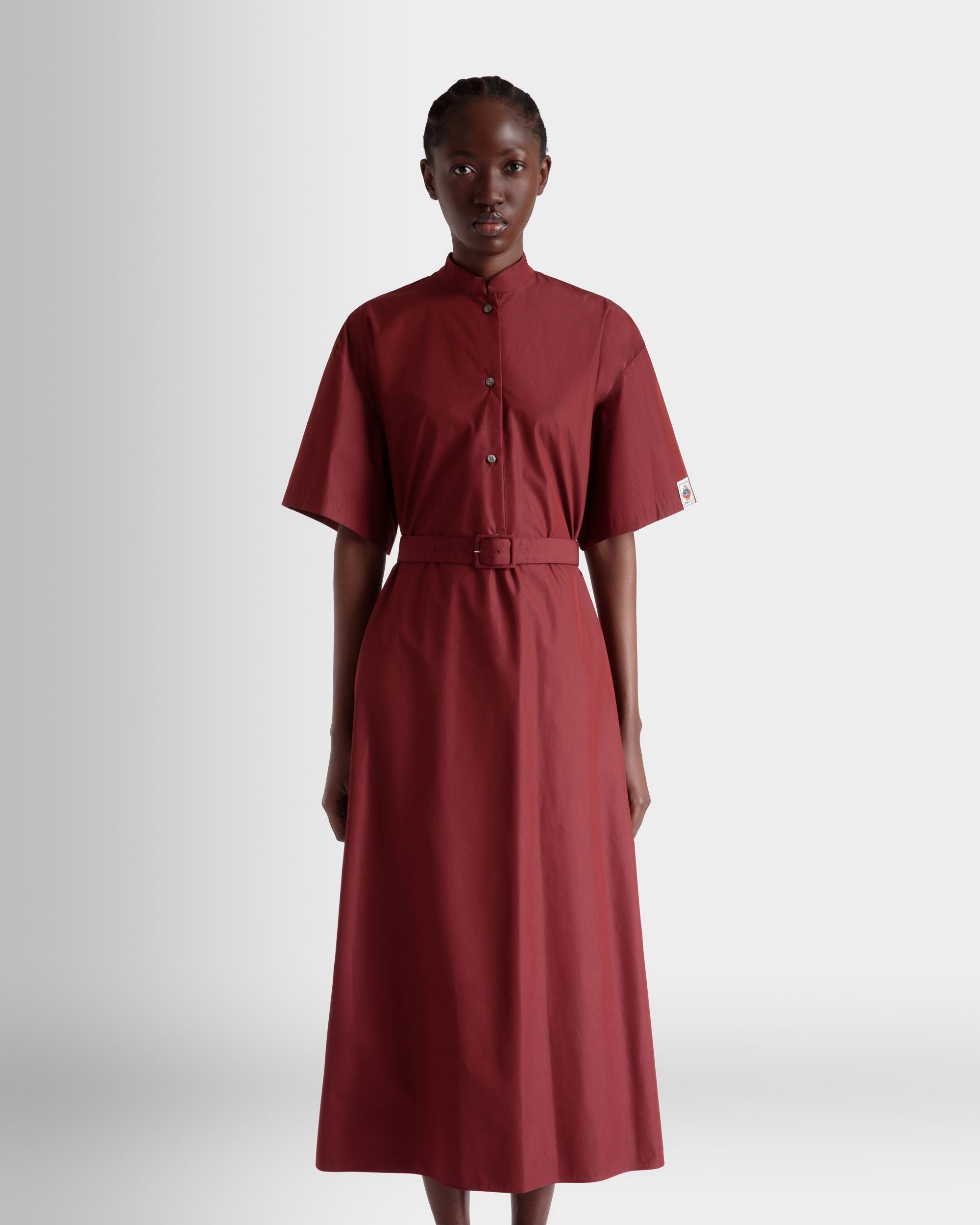 Belted Dress in Heritage Red Cotton Blend Poplin - Women's - Bally - 08