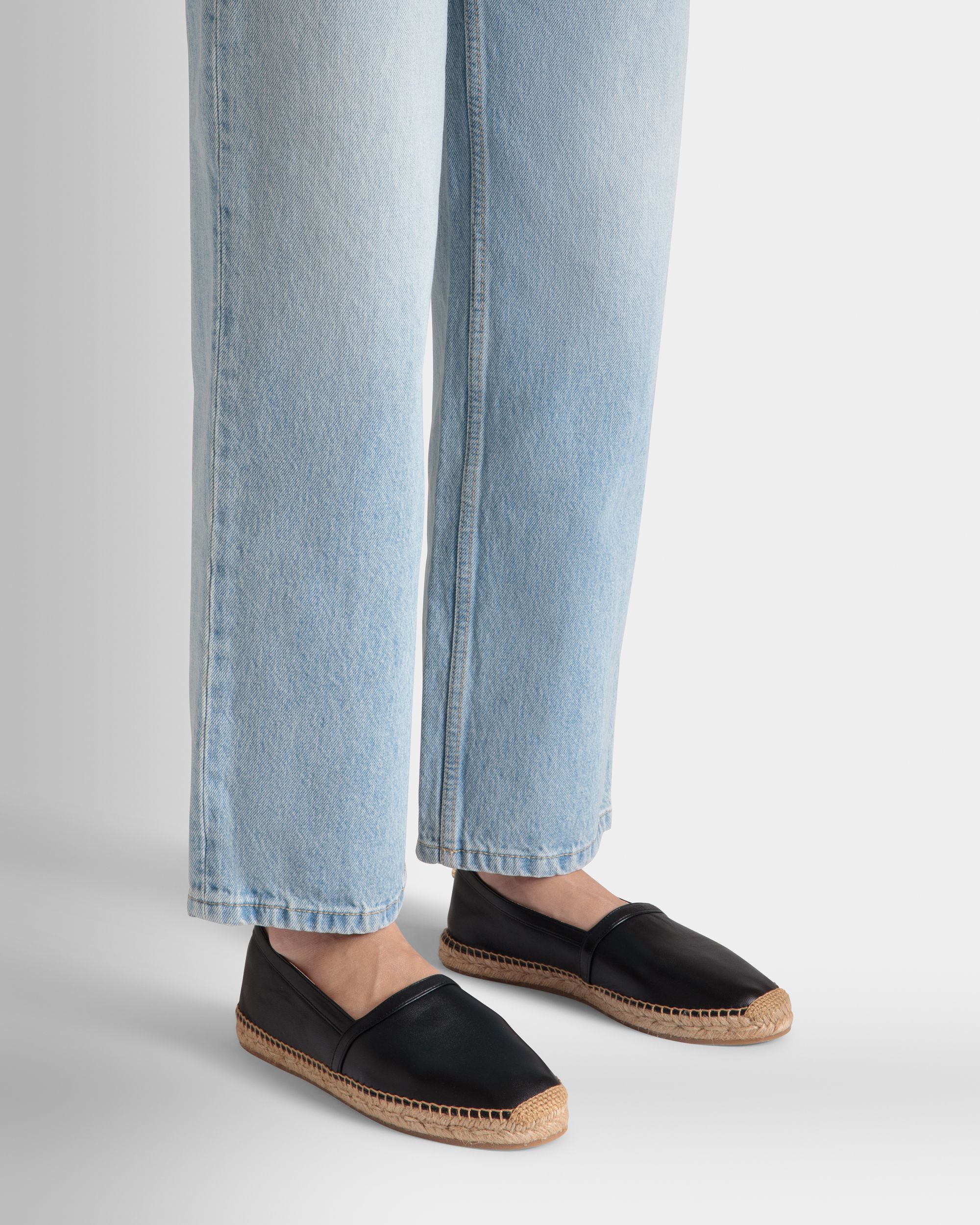 Urdy Espadrille in Black Nappa Leather - Women's - Bally - 02