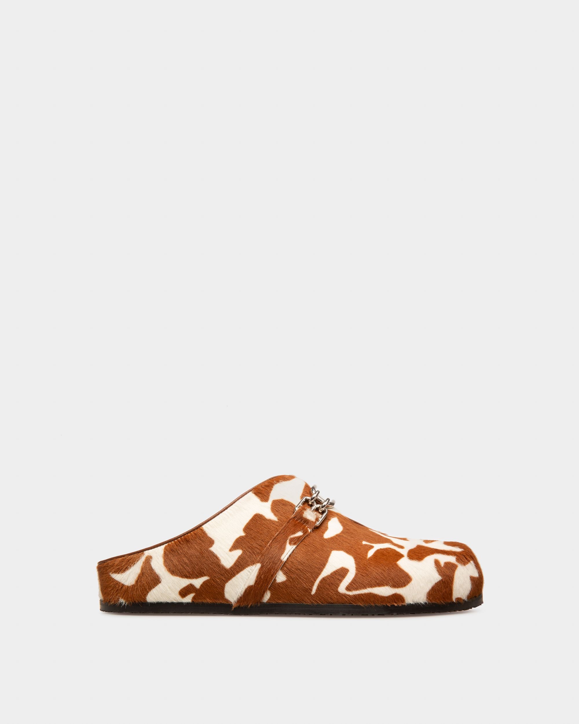 Francine Haircalf Slippers In White & Brown - Women's - Bally - 01