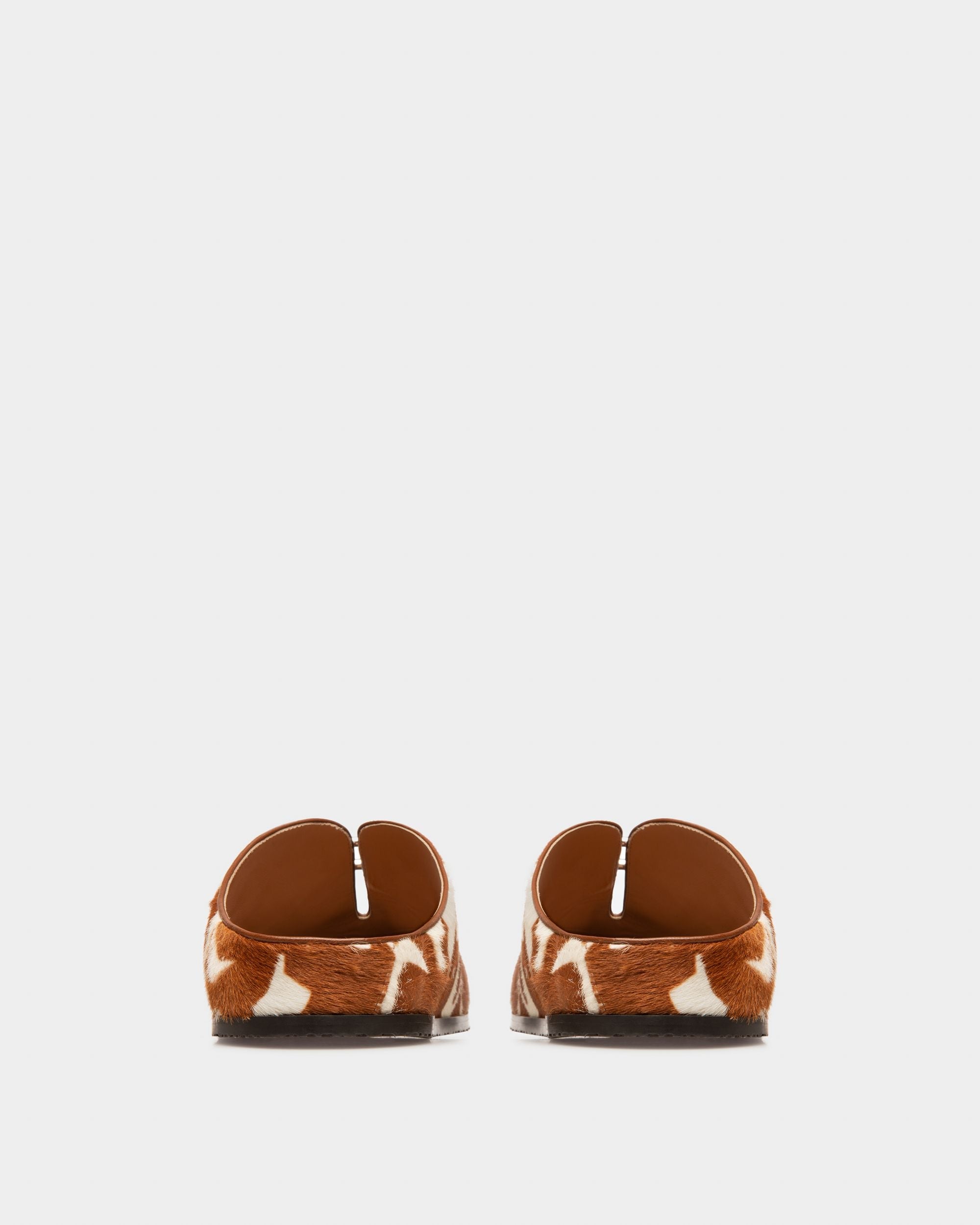 Francine Haircalf Slippers In White & Brown - Women's - Bally - 04