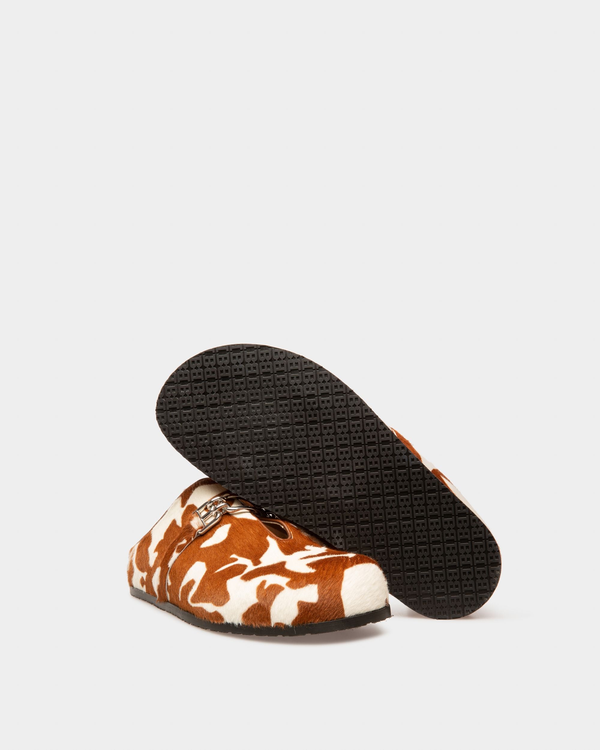 Francine Haircalf Slippers In White & Brown - Women's - Bally - 05