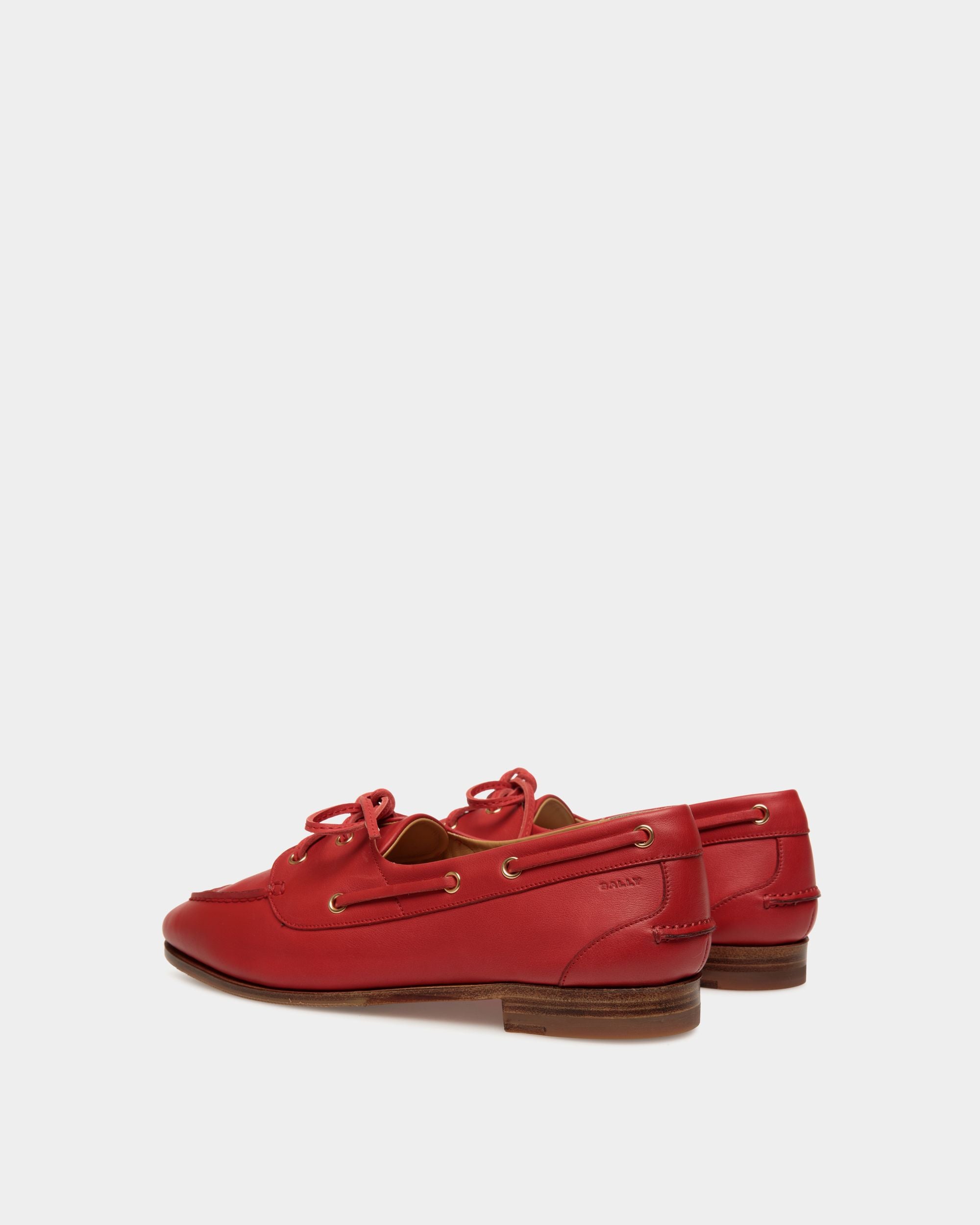 Plume Moccasin in Red Leather - Women's - Bally - 03