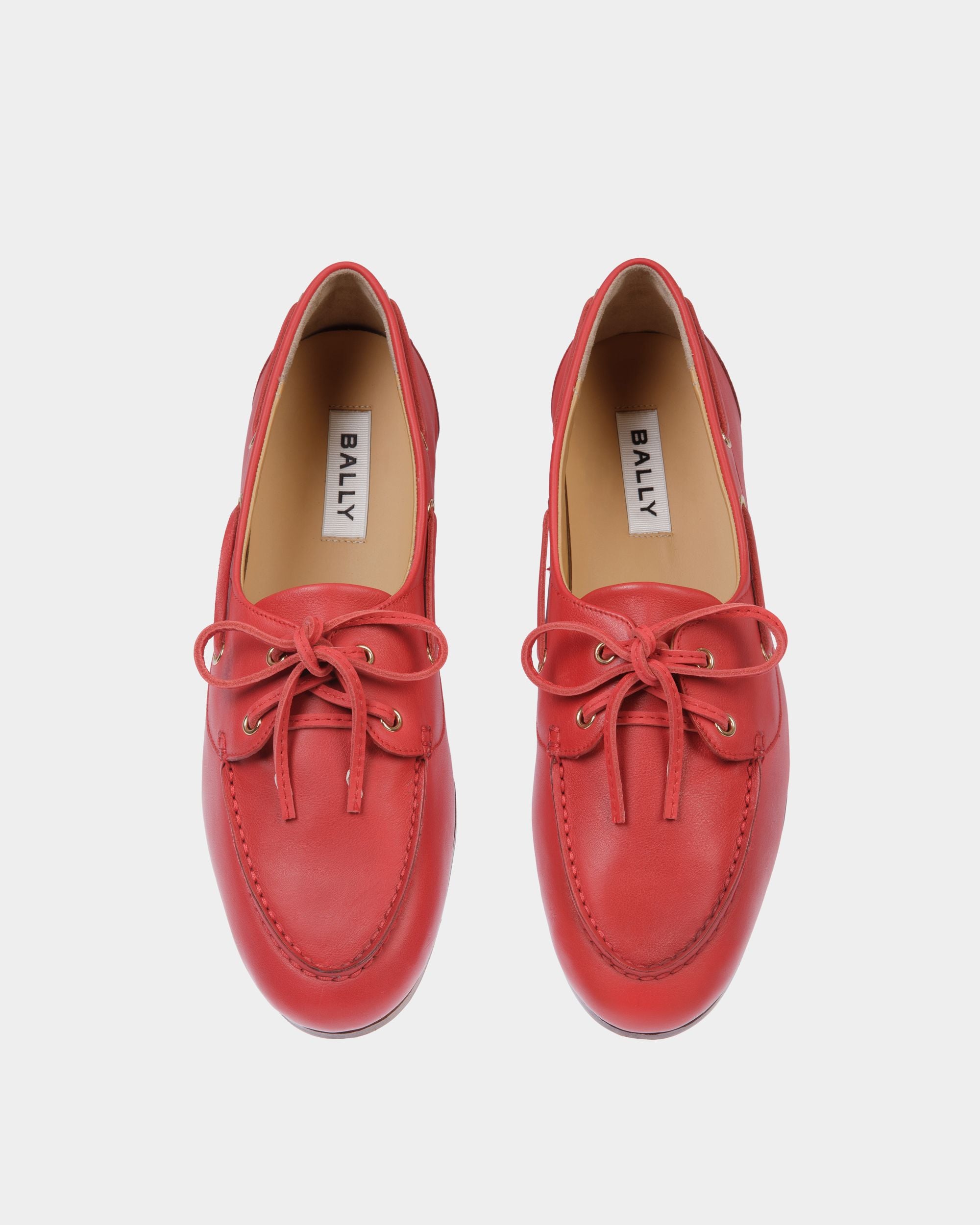 Plume Moccasin in Red Leather - Women's - Bally - 04