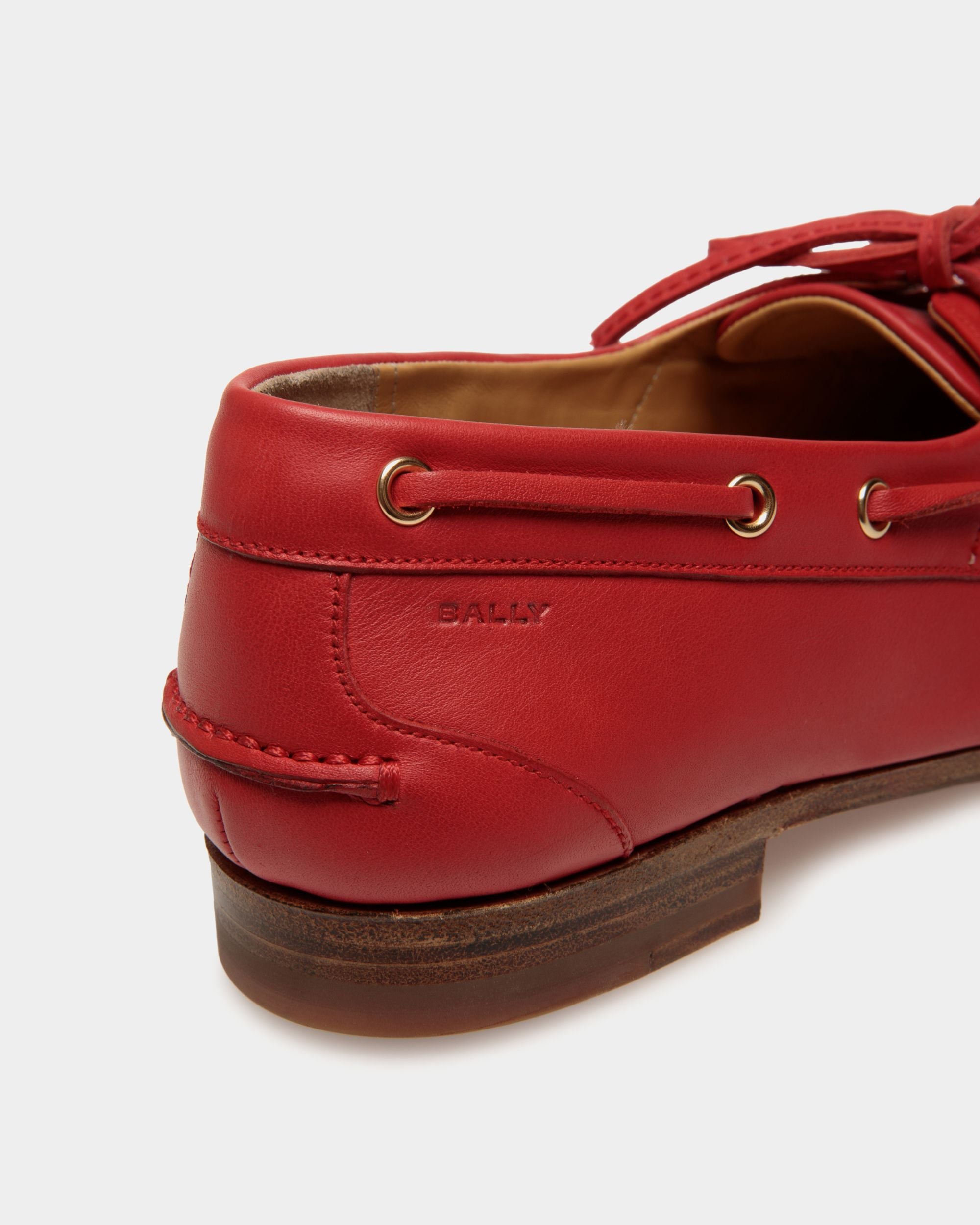Plume Moccasin in Red Leather - Women's - Bally - 05