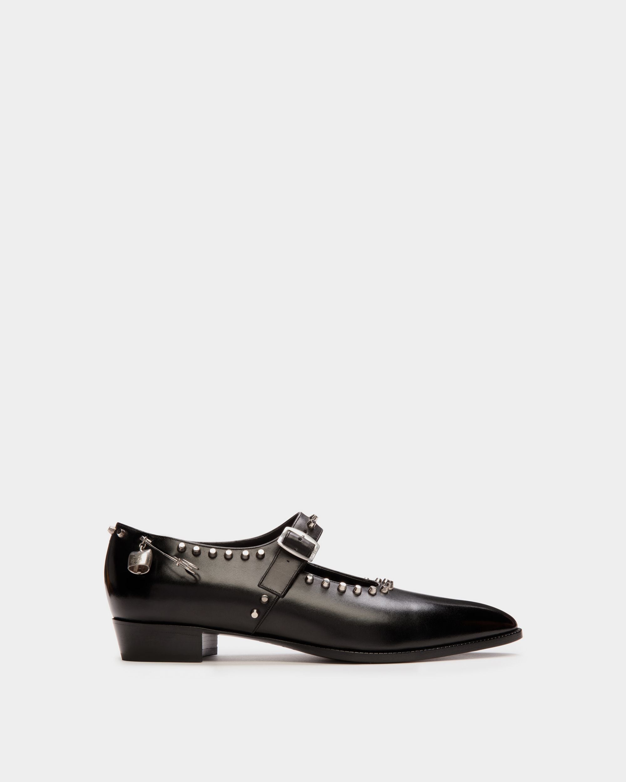 Glendale Mary-Jane in Black Leather with Studs - Women's - Bally - 01