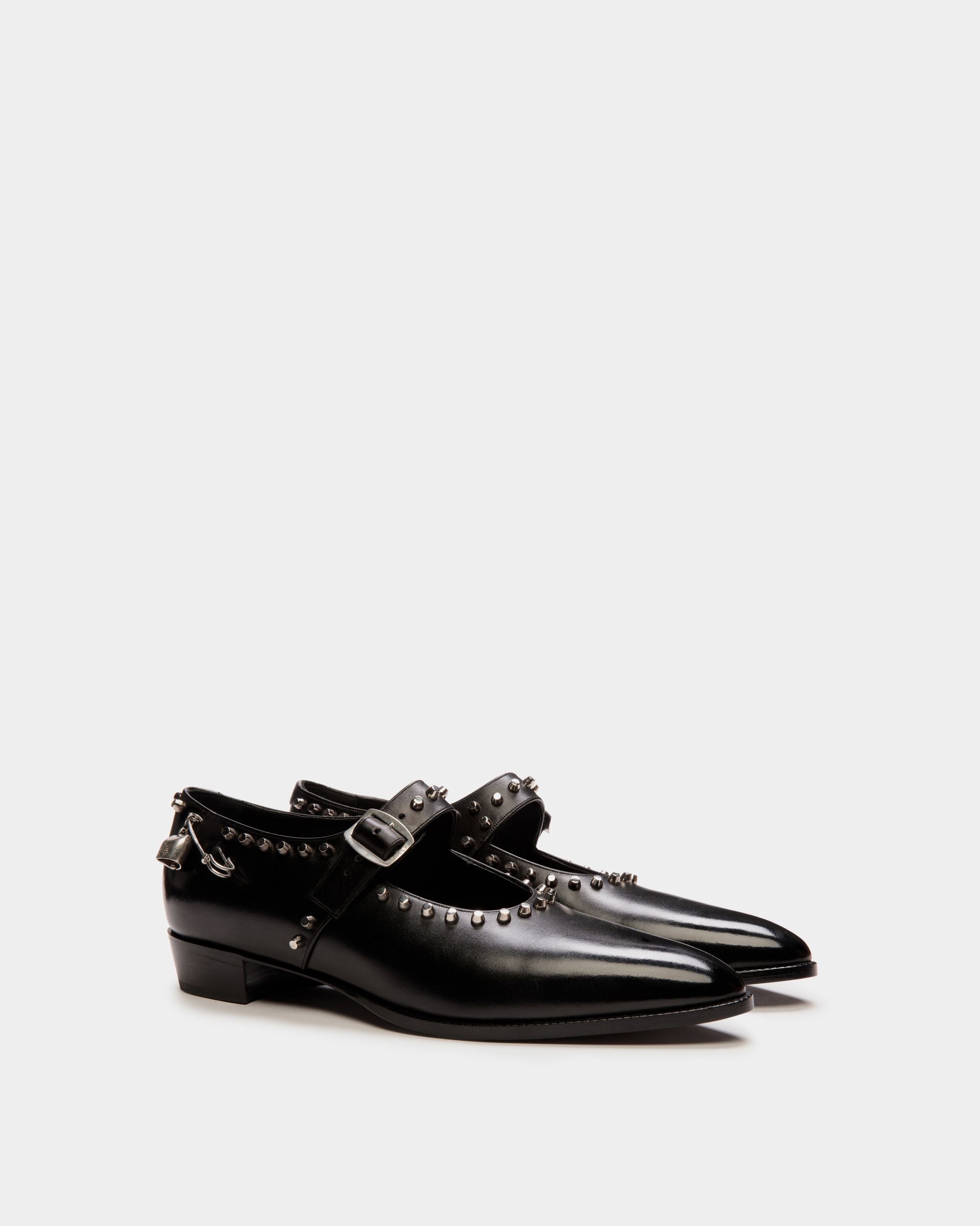 Glendale Mary-Jane in Black Leather with Studs - Women's - Bally - 03