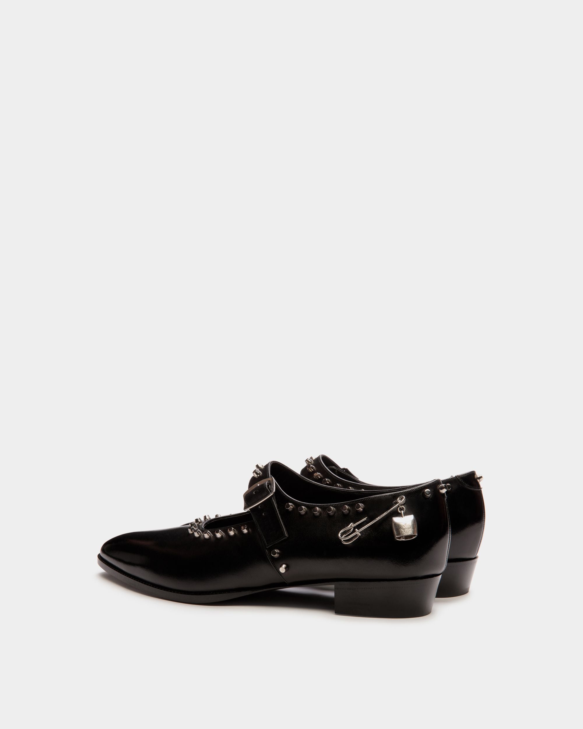 Glendale Mary-Jane in Black Leather with Studs - Women's - Bally - 04