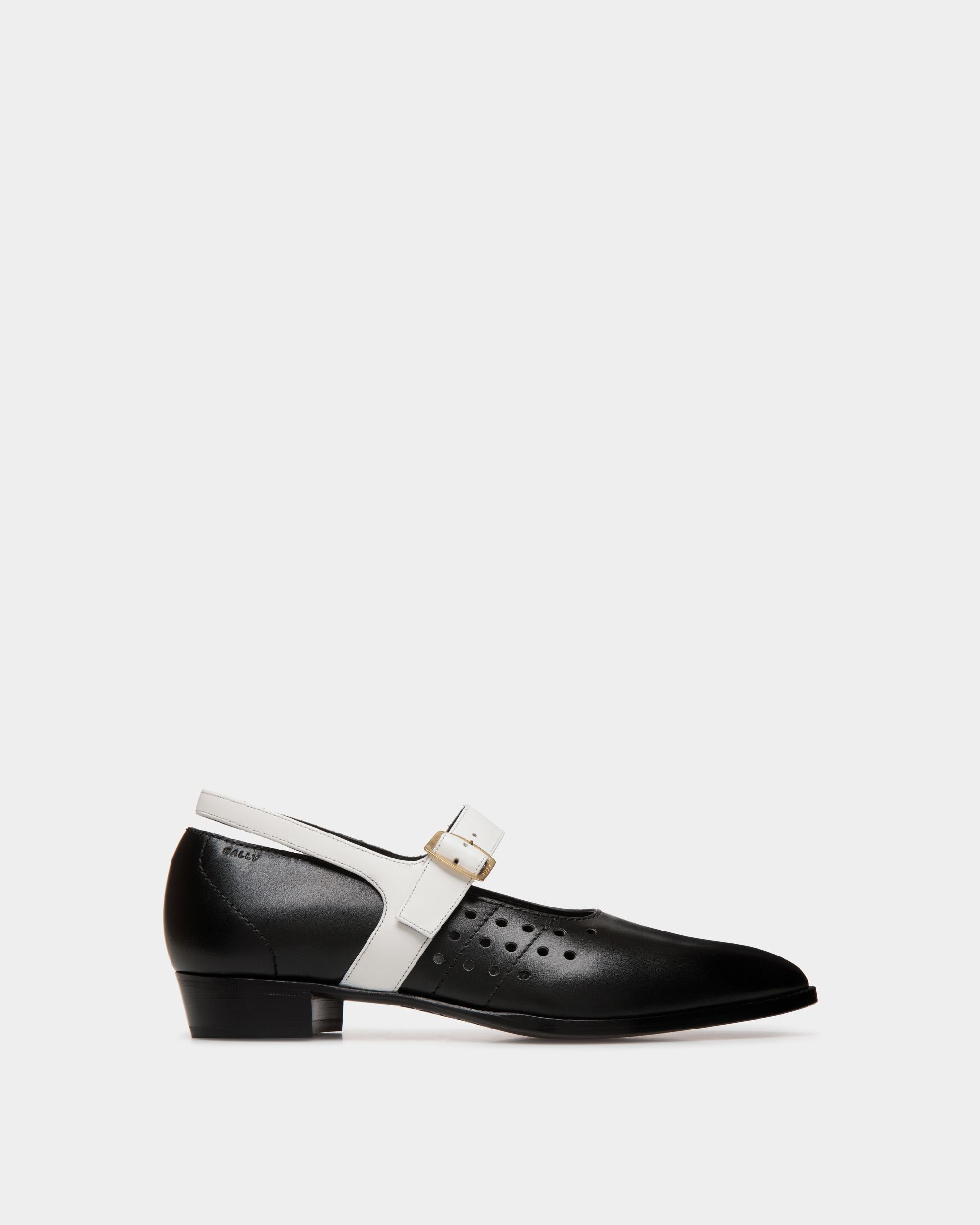 Glendale Mary-Jane In Black and White Leather - Women's - Bally - 01