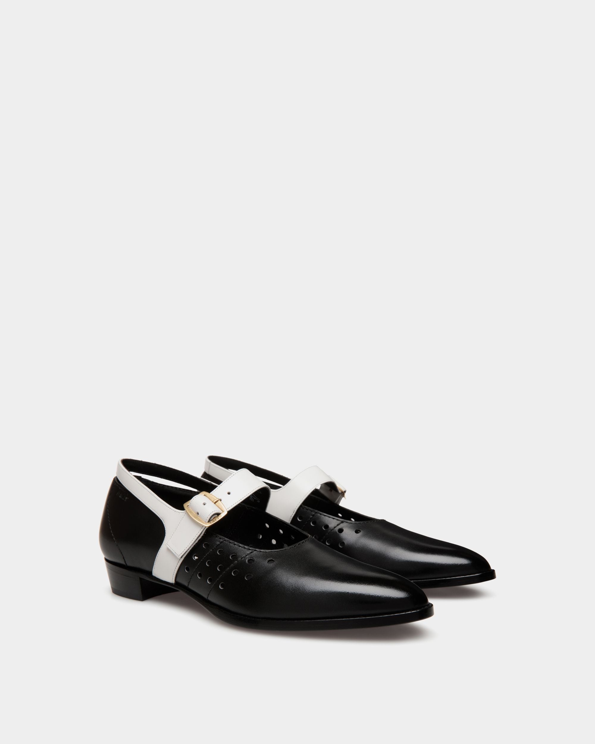 Glendale Mary-Jane In Black and White Leather - Women's - Bally - 03