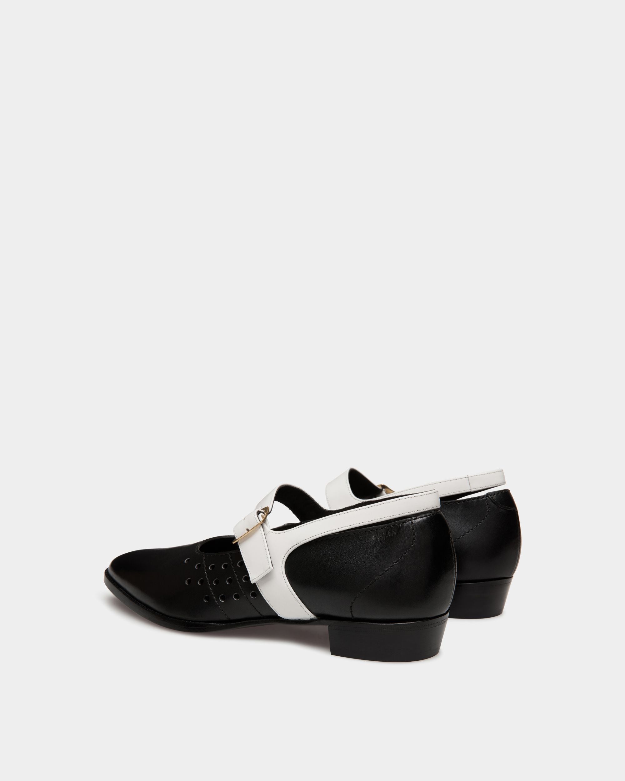 Glendale Mary-Jane In Black and White Leather - Women's - Bally - 04