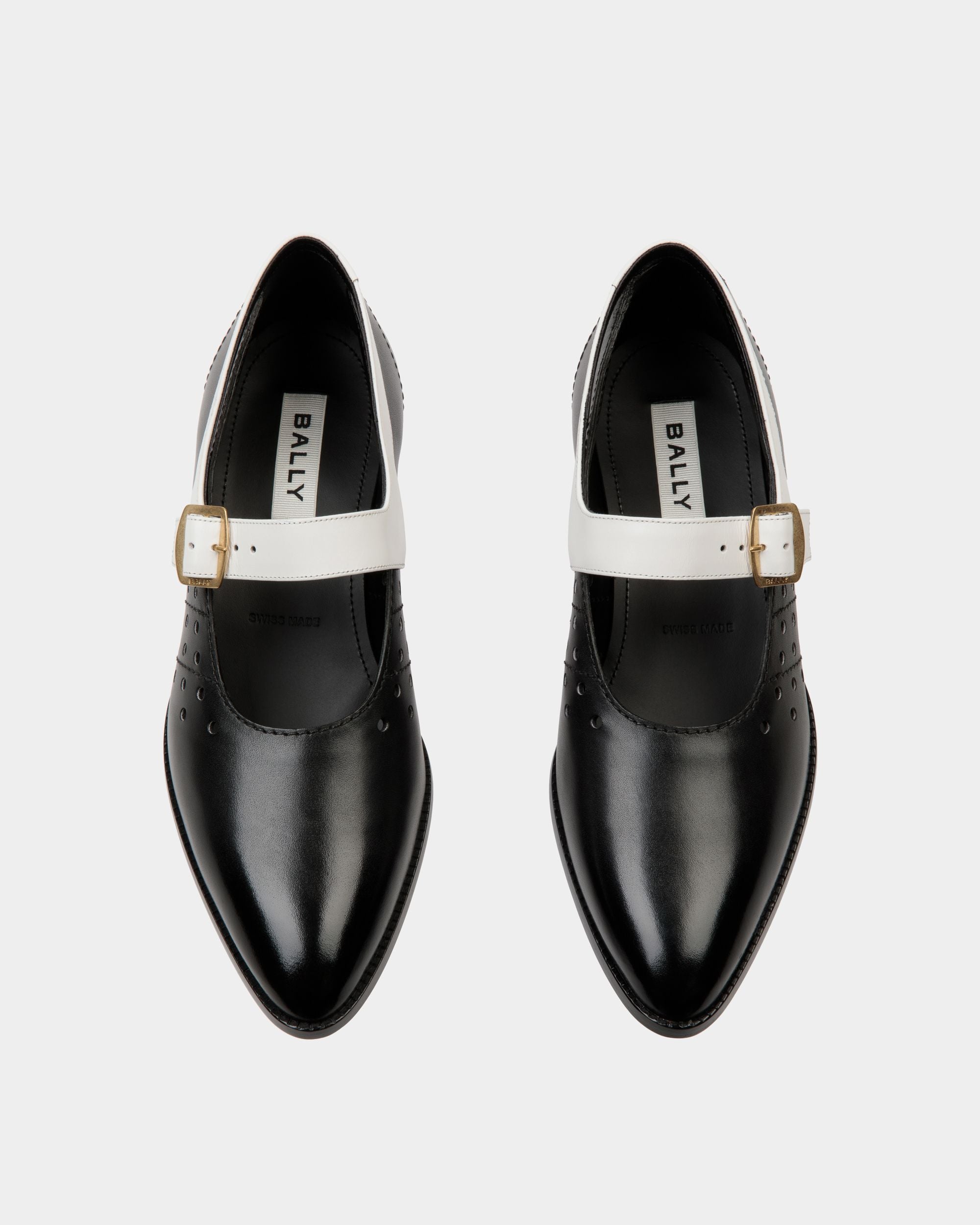 Glendale Mary-Jane In Black and White Leather - Women's - Bally - 05
