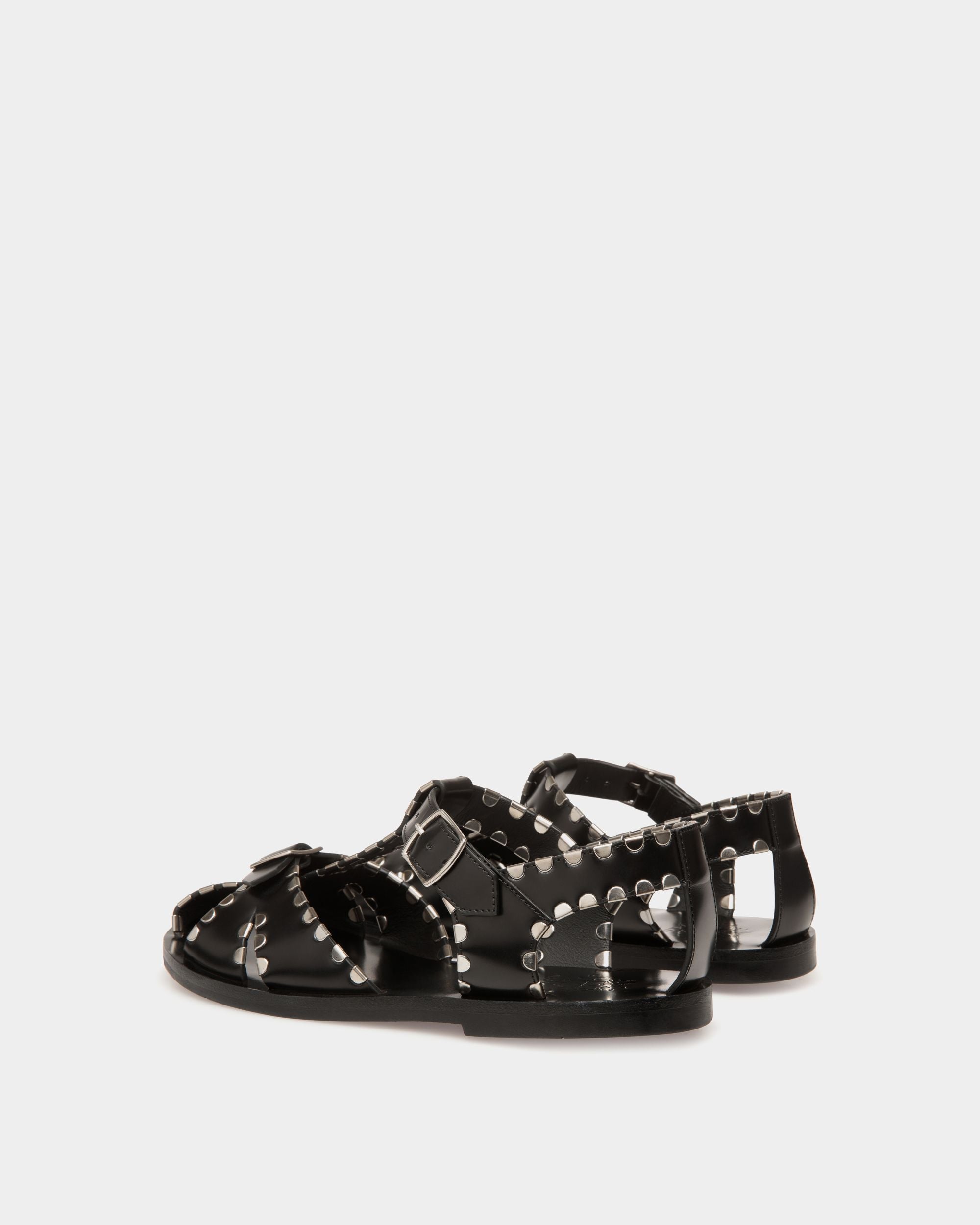 Salis Flat Sandal in Black Leather - Women's - Bally - 04